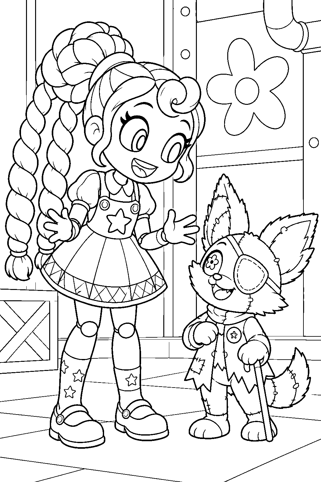 poppy playtime lily lovebraids talking with giblet line art