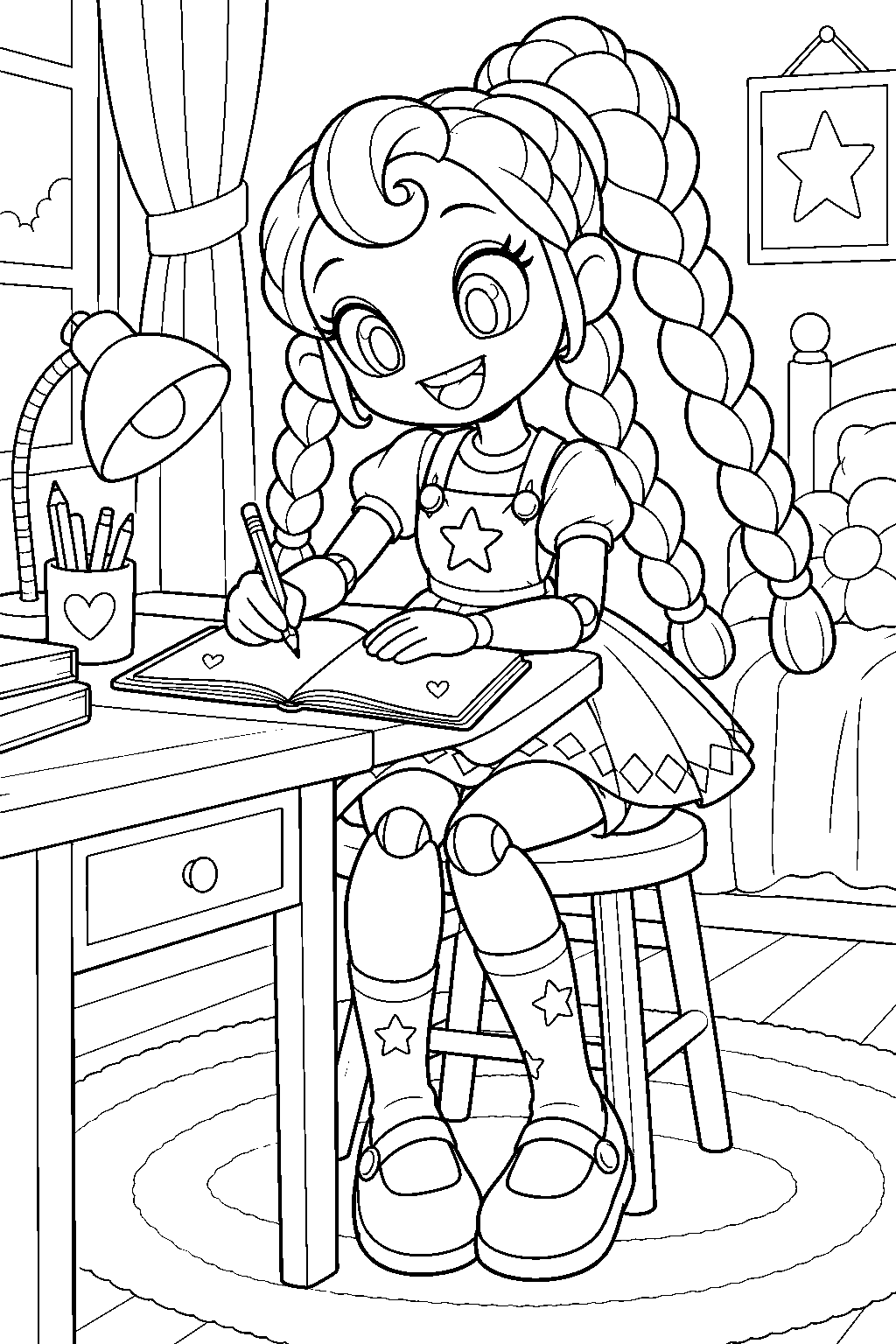 poppy playtime lily lovebraids writing in her journal line art