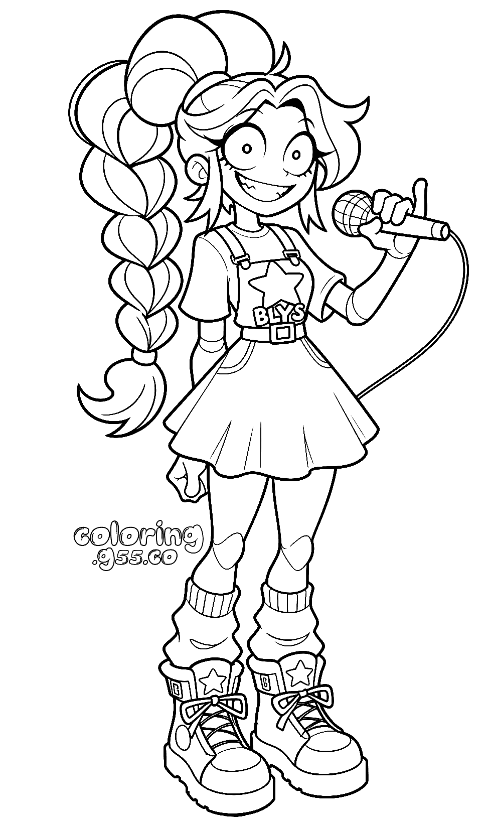 popstar stage microphone chunky boots blys star belt lily lovebraids poppy playtime line art