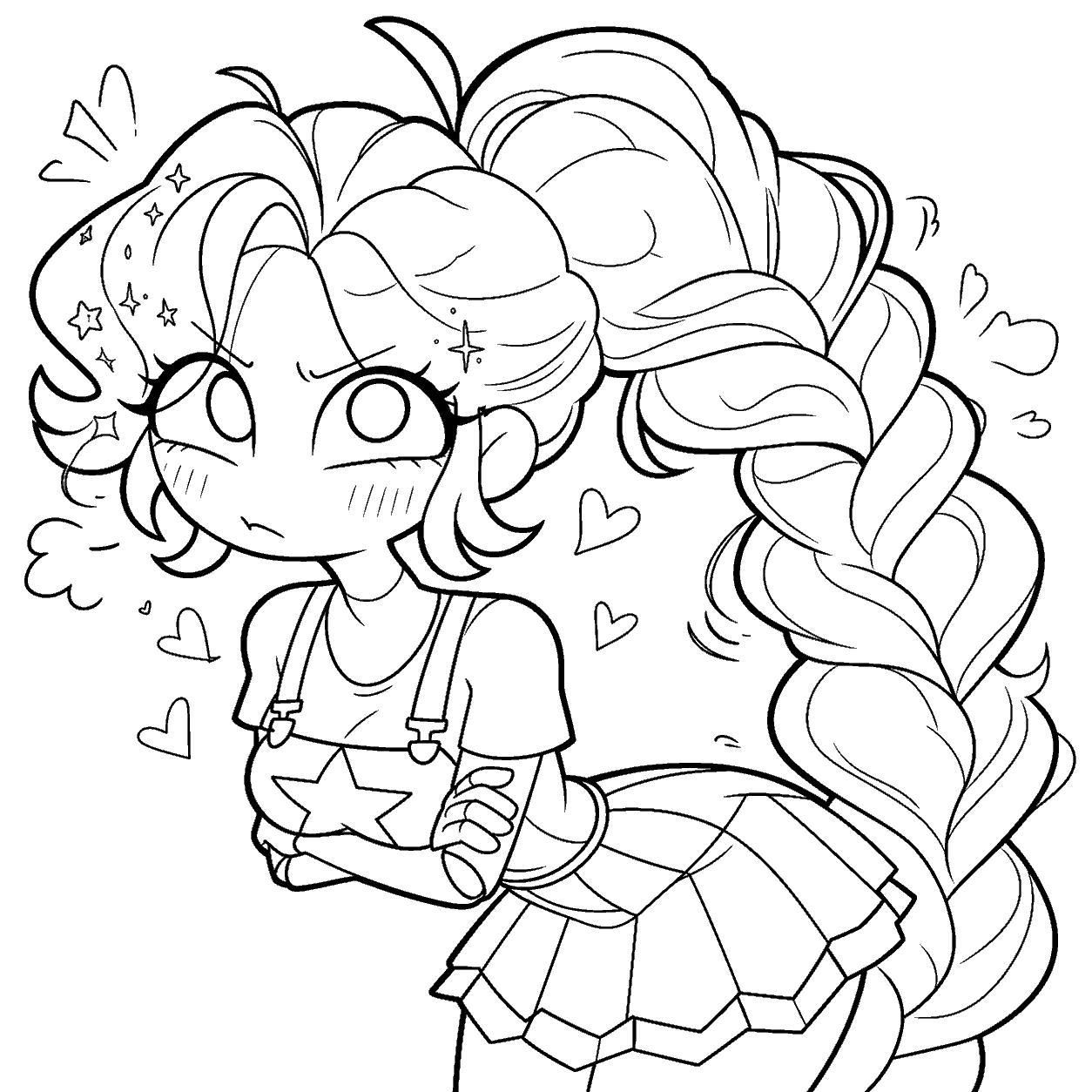 pouting lily lovebraids poppy playtime line art