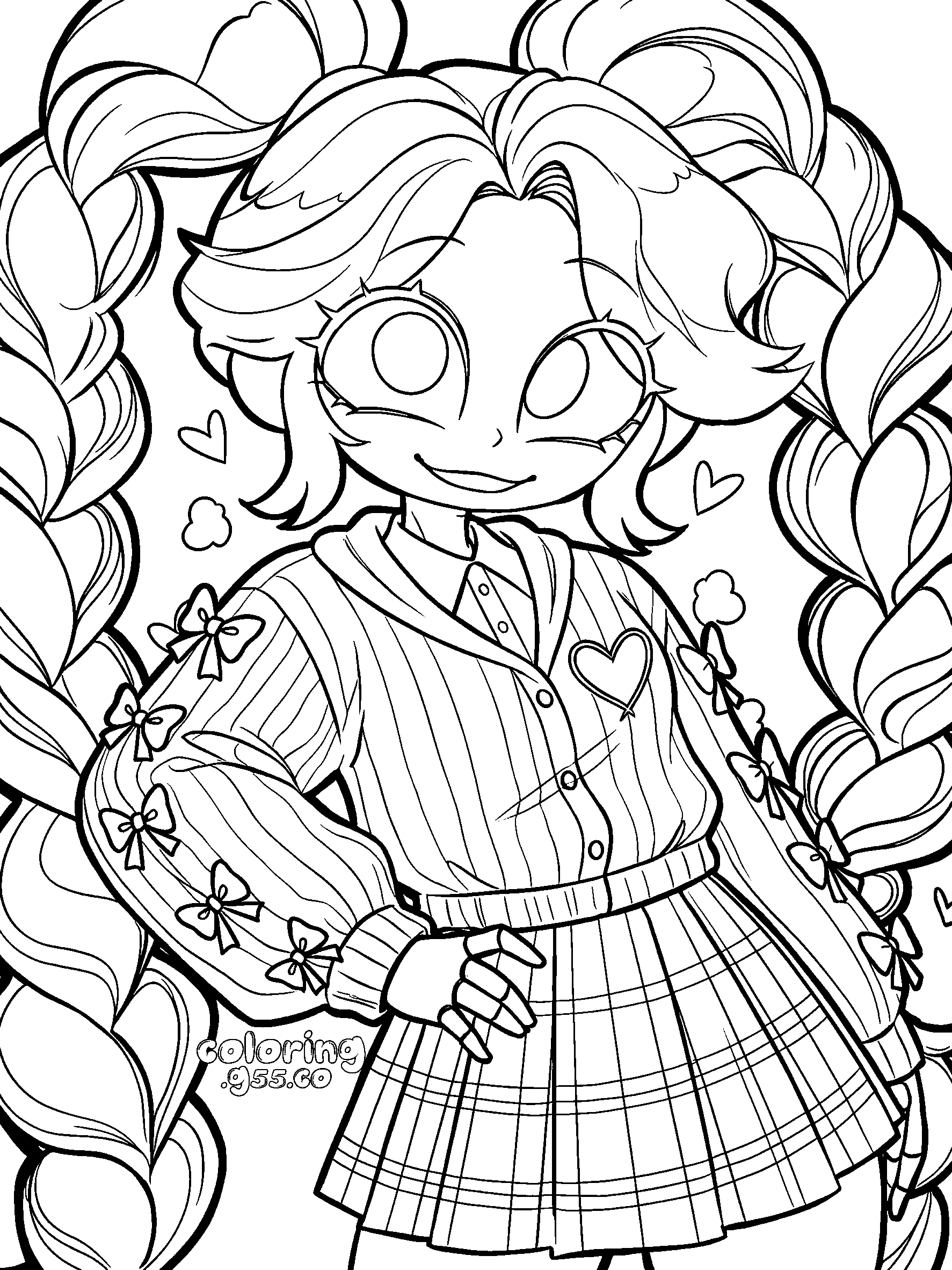 preppy bows lily lovebraids line art