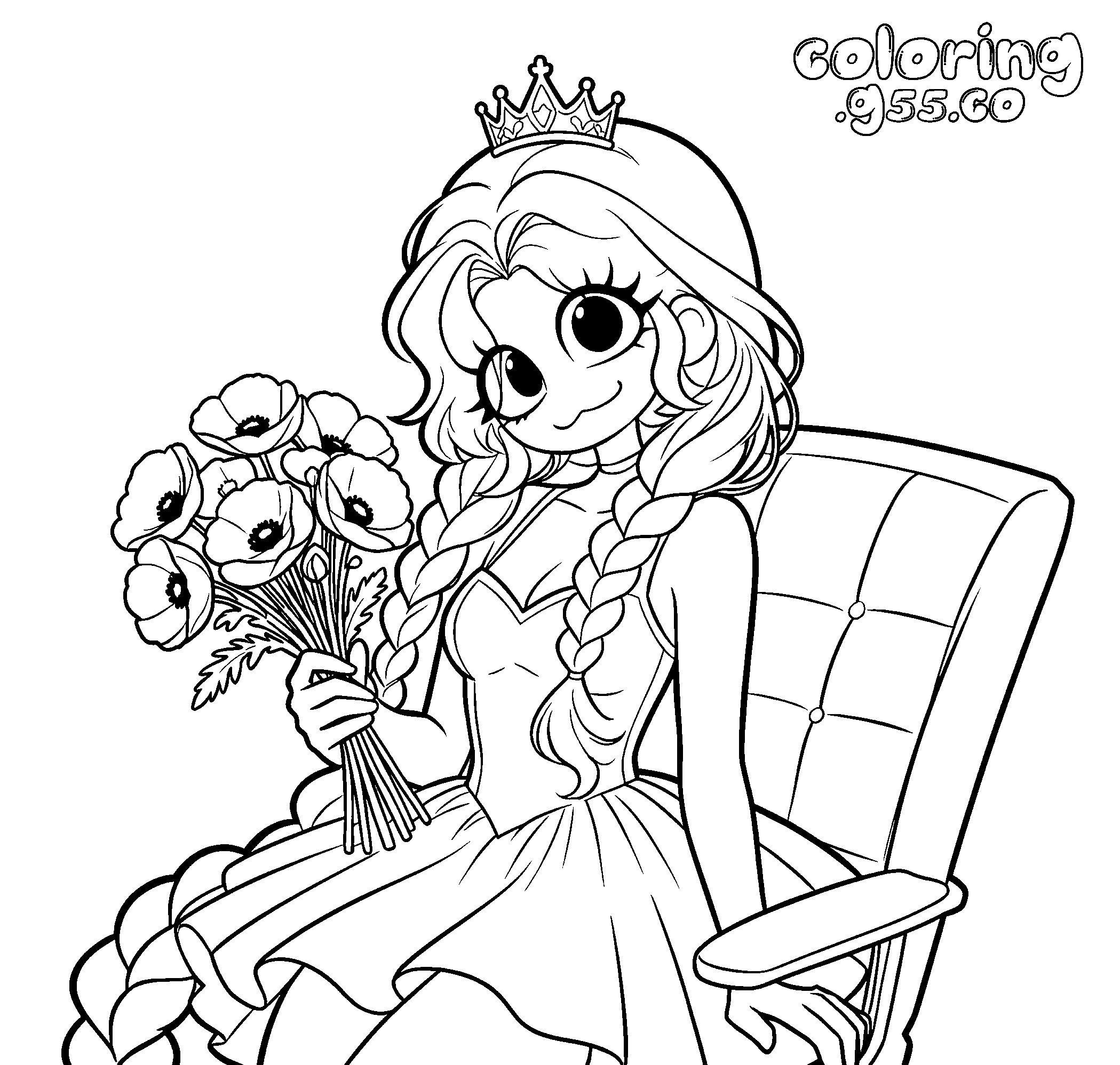 princess crown lily lovebraids line art for kids