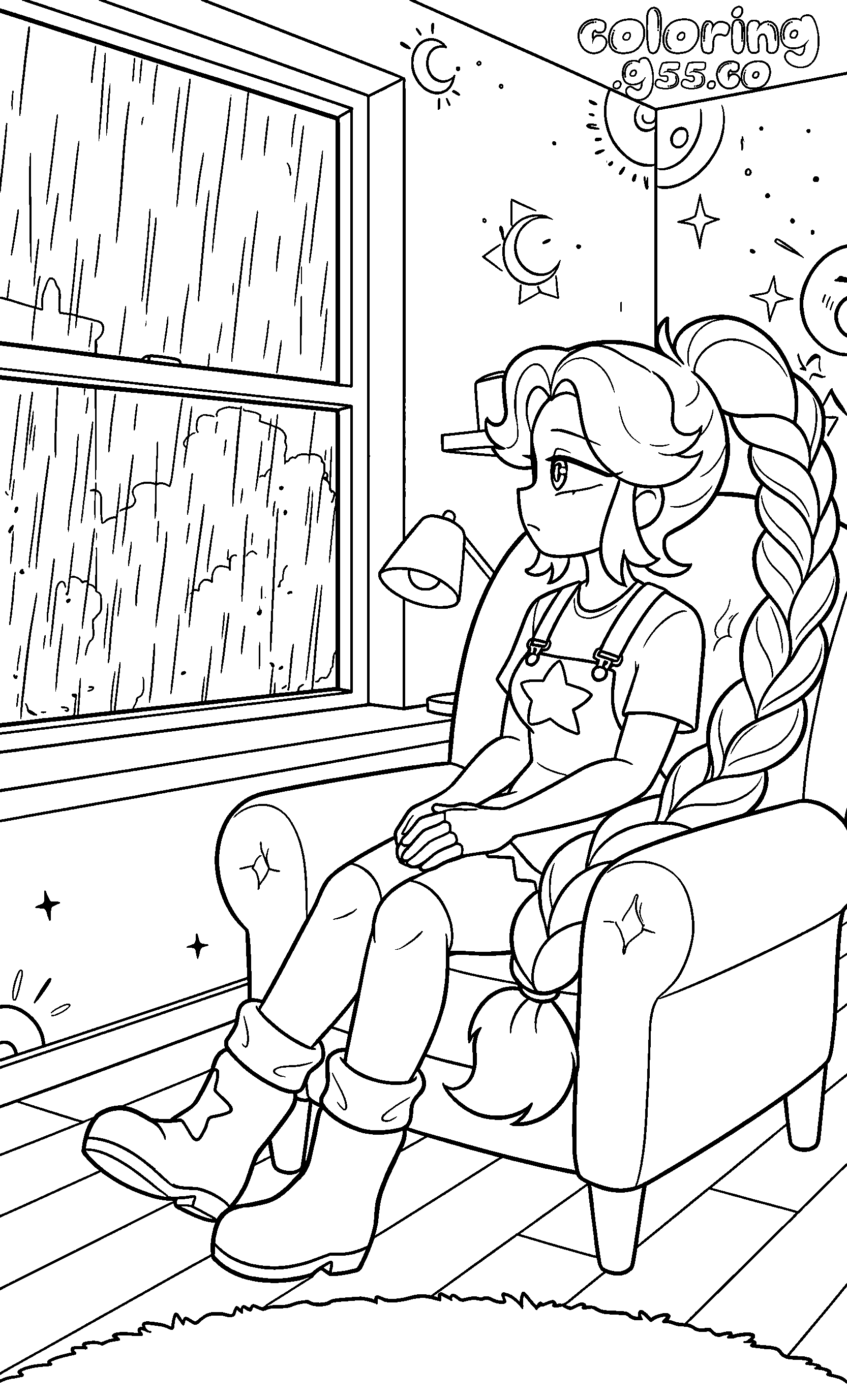 rainy day lily lovebraids line art
