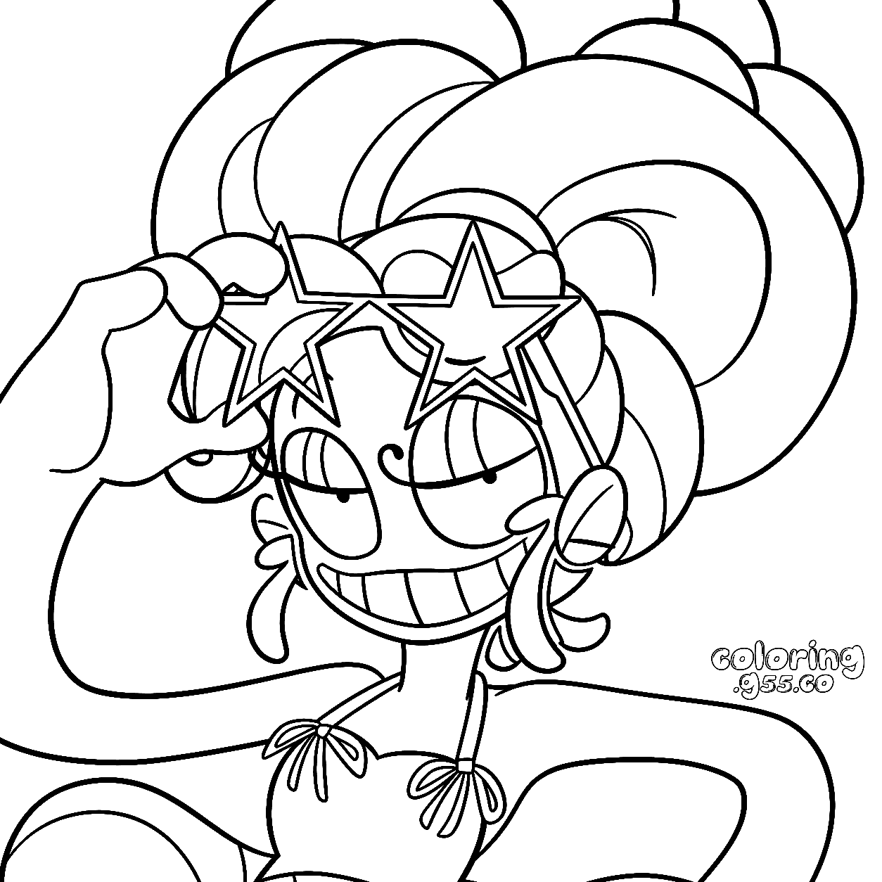 retro cool sunglasses star glasses cheeky smirk mommy long legs poppy playtime line art