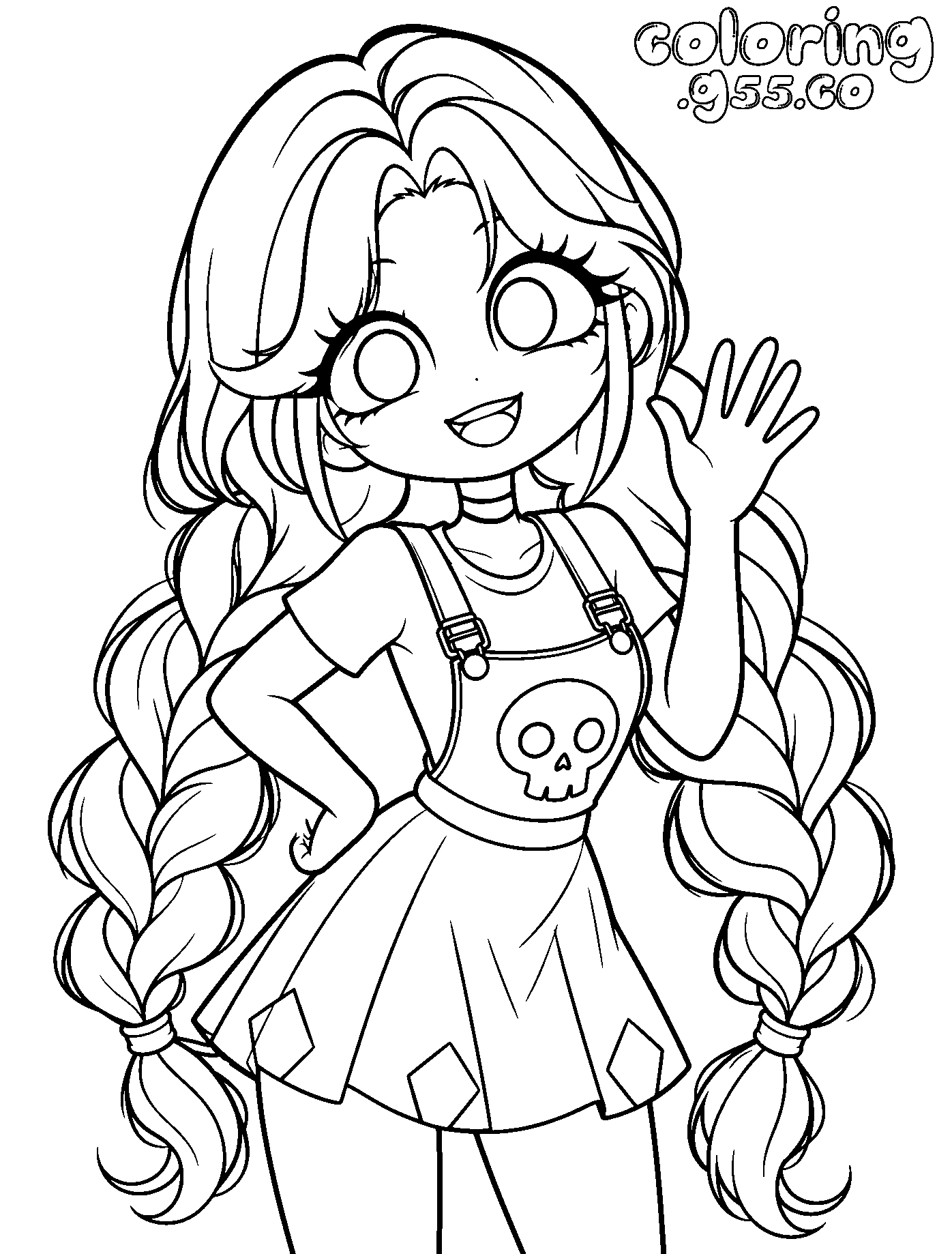 skull overall dress lily lovebraids line art