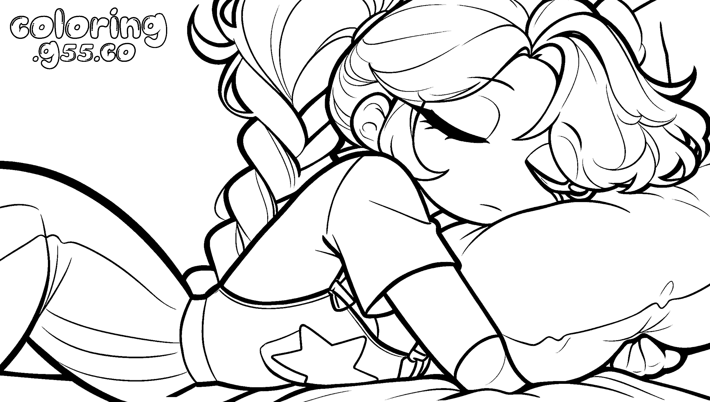 sleeping lily lovebraids line art for kids