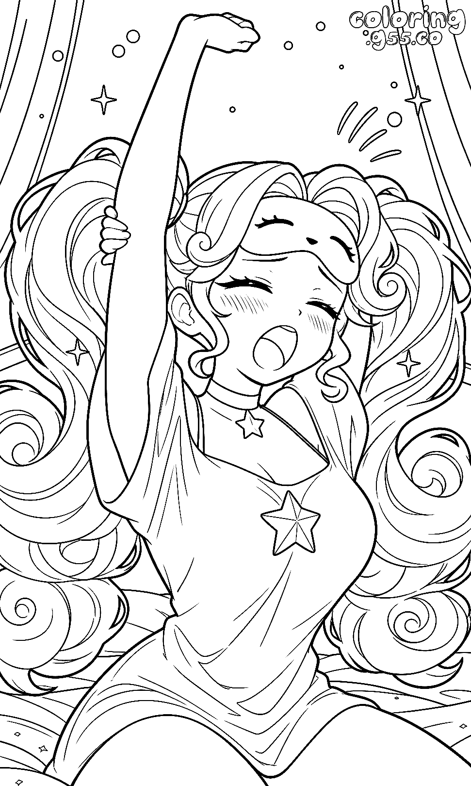 sleepy morning stretch cute sleep mask star pyjamas lily lovebraids poppy playtime line art