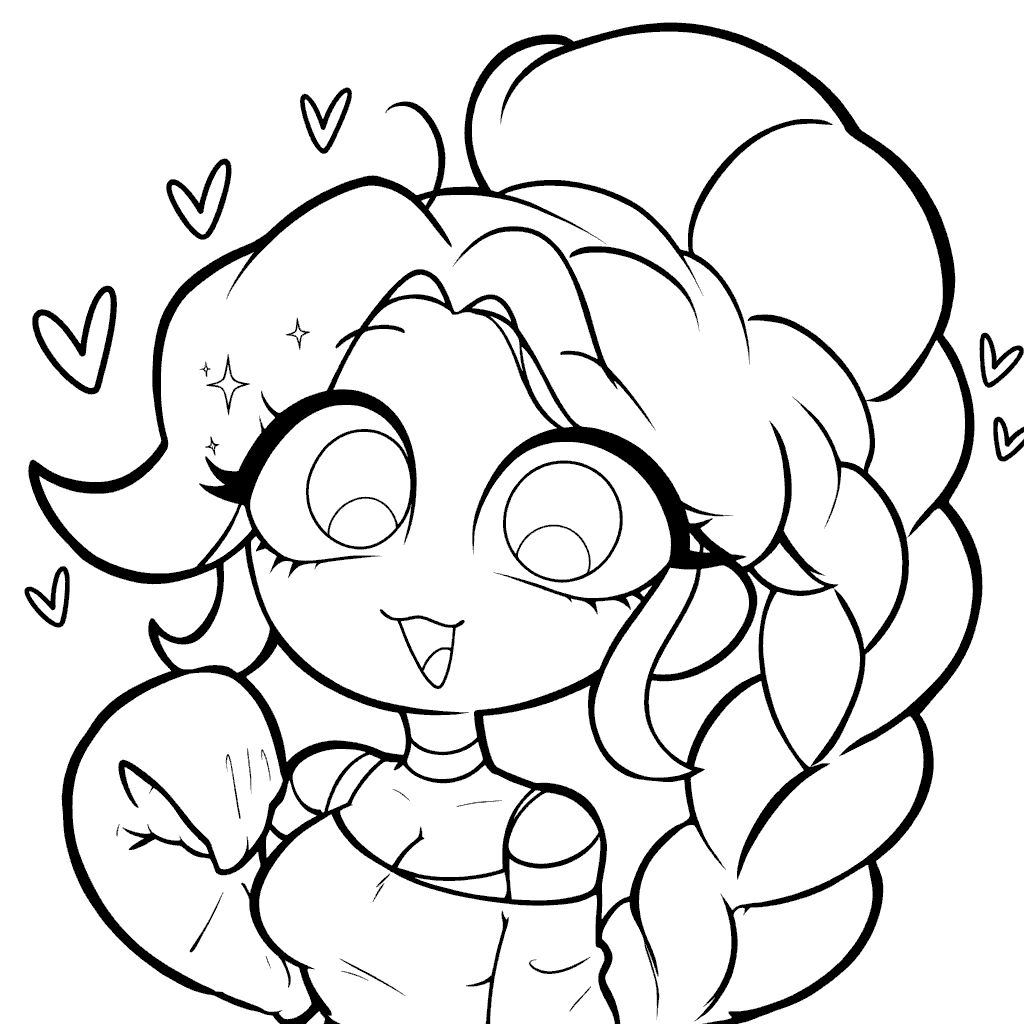 sparkling love hearts anime portrait lily lovebraids poppy playtime line art