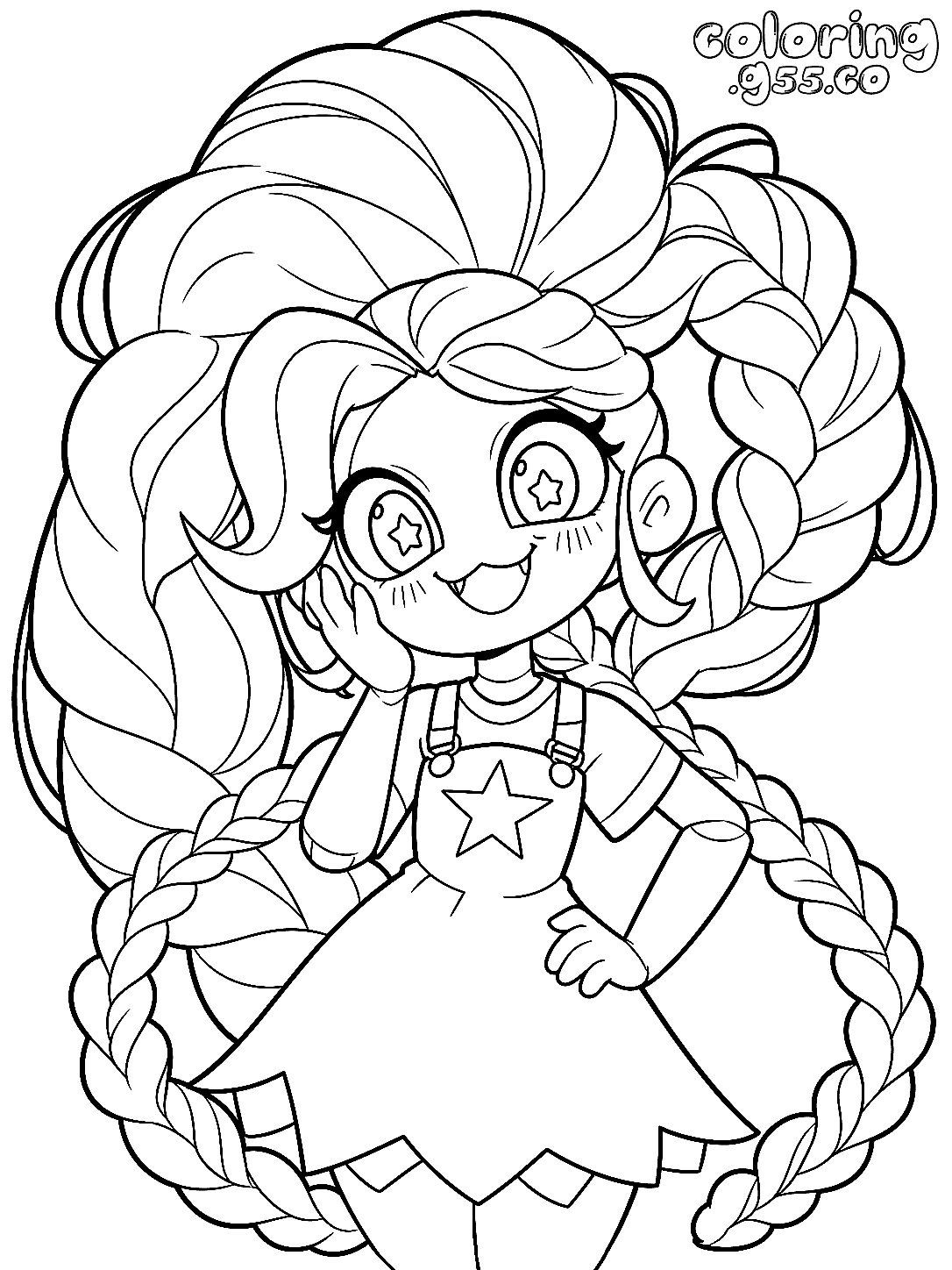 starry eyes cheeky smile ultra volume braids lily lovebraids poppy playtime line art