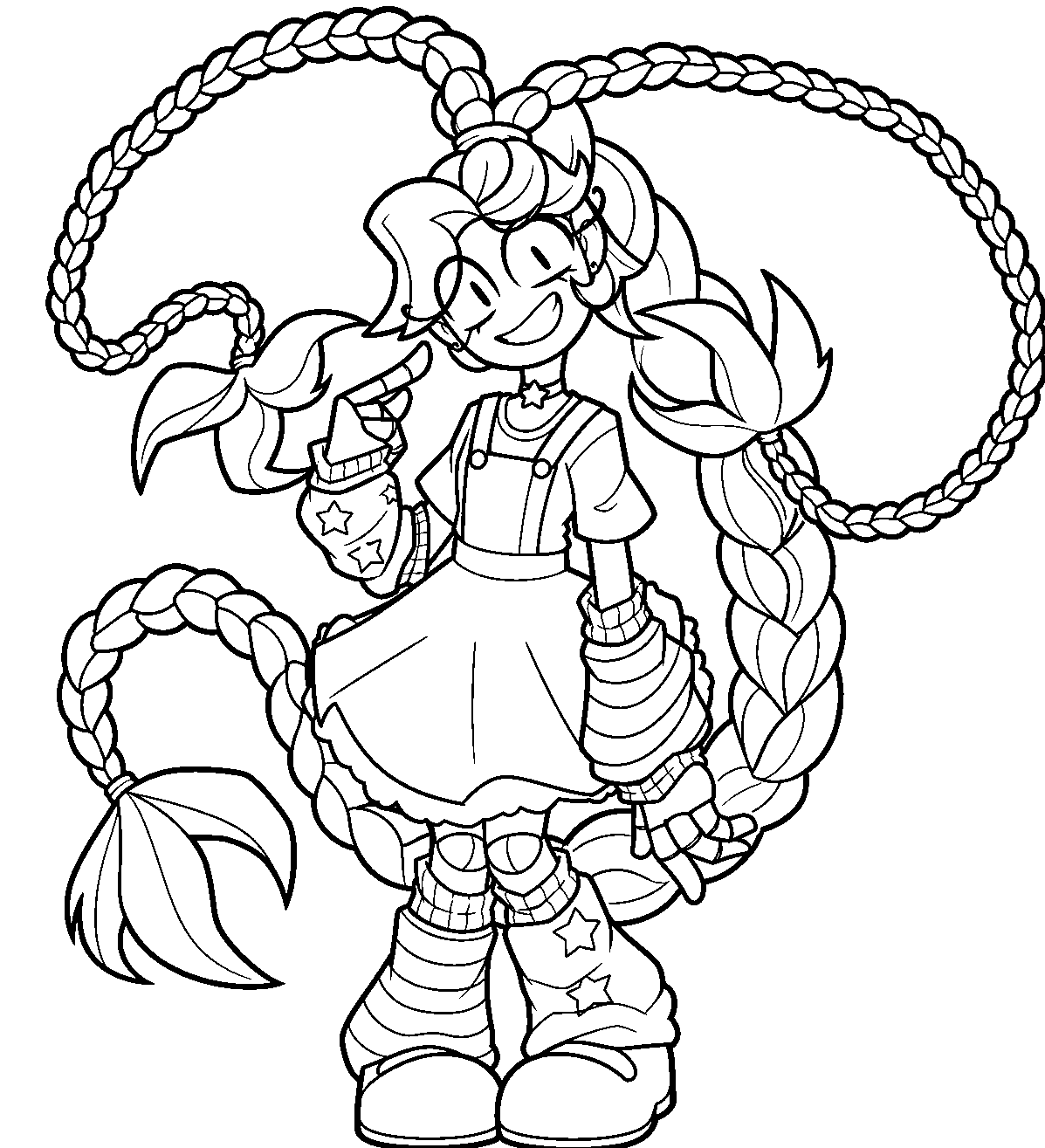 super long braids lily lovebraids poppy playtime line art