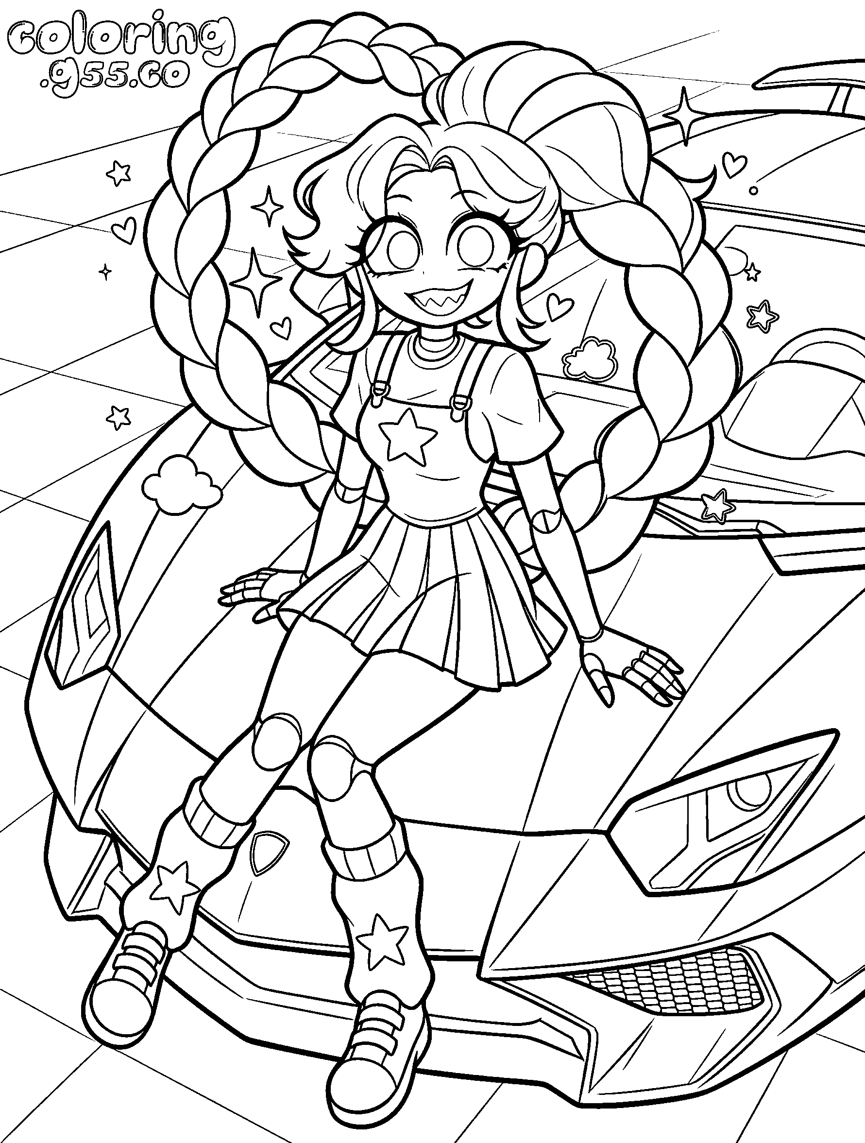 supercar lily lovebraids line art