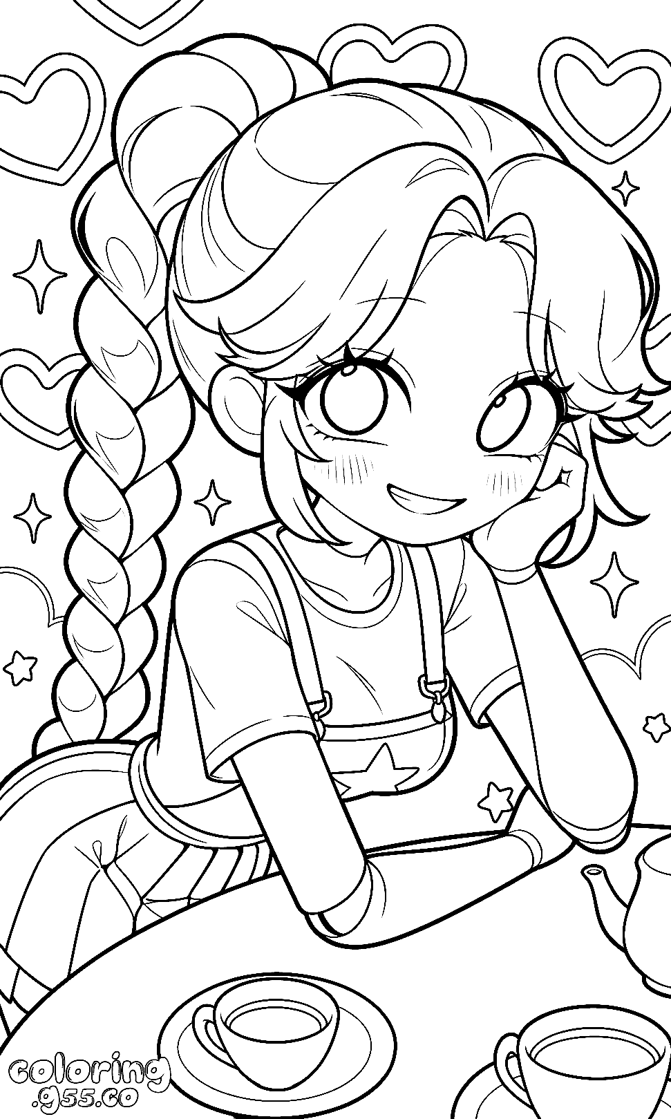 sweet cafe date floating hearts teatime lily lovebraids poppy playtime line art