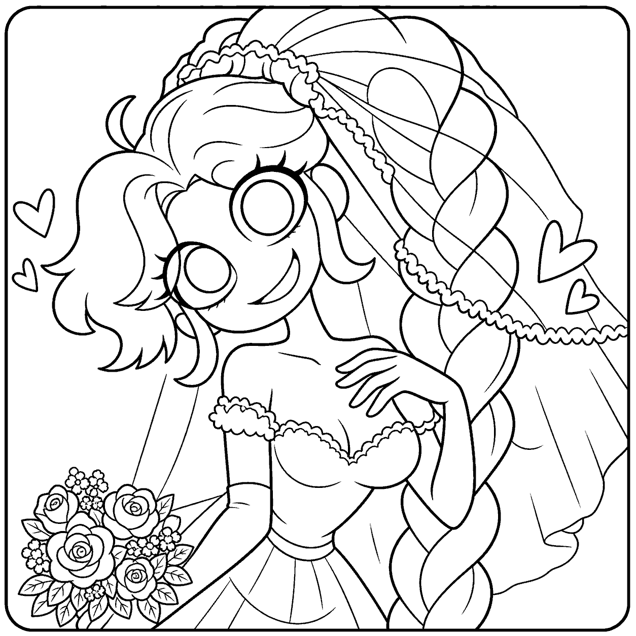 wedding dress lily lovebraids poppy playtime line art
