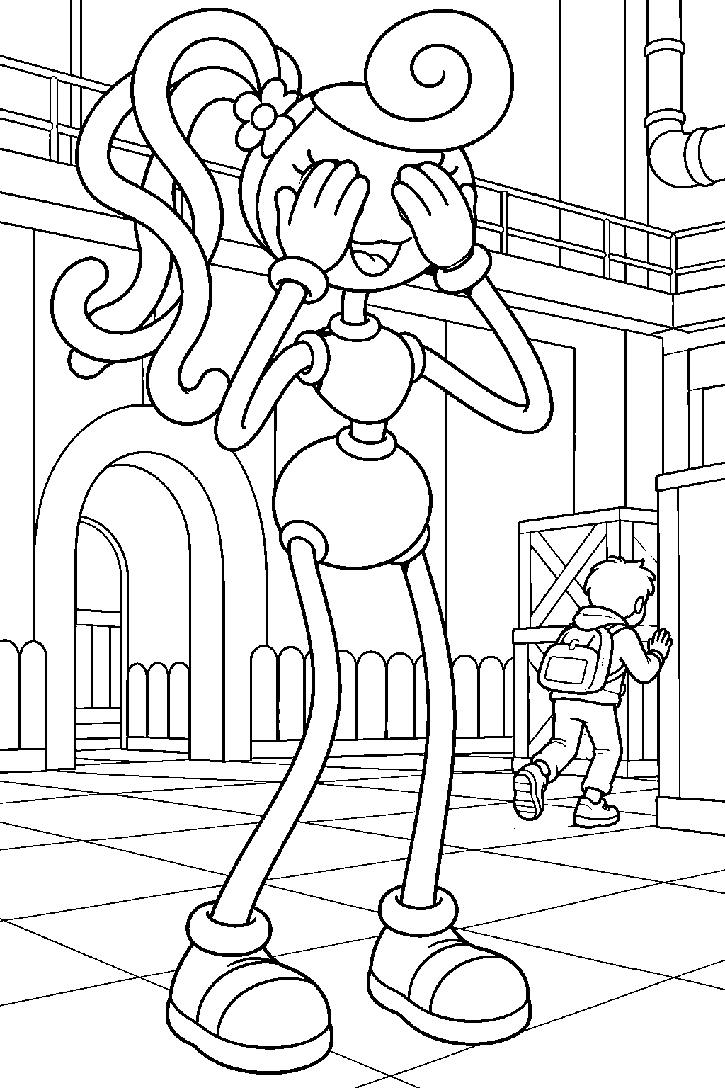 mommy long legs counting down for hide and seek line art