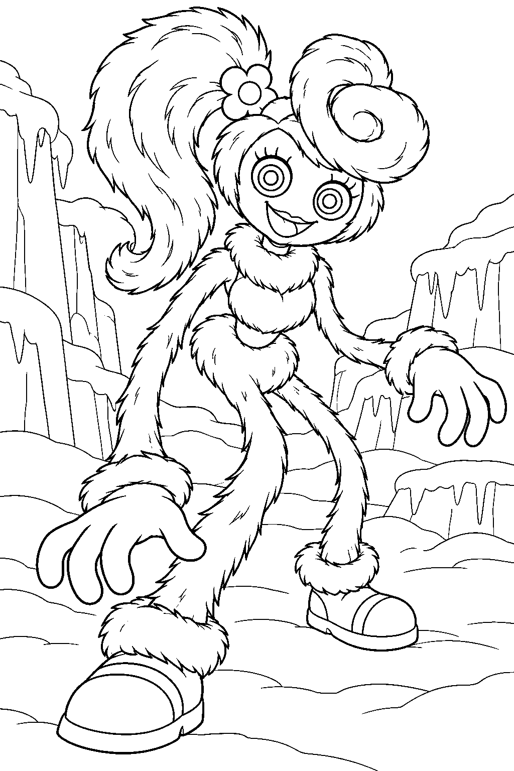 mommy long legs in her abominable snowmommy furry form line art