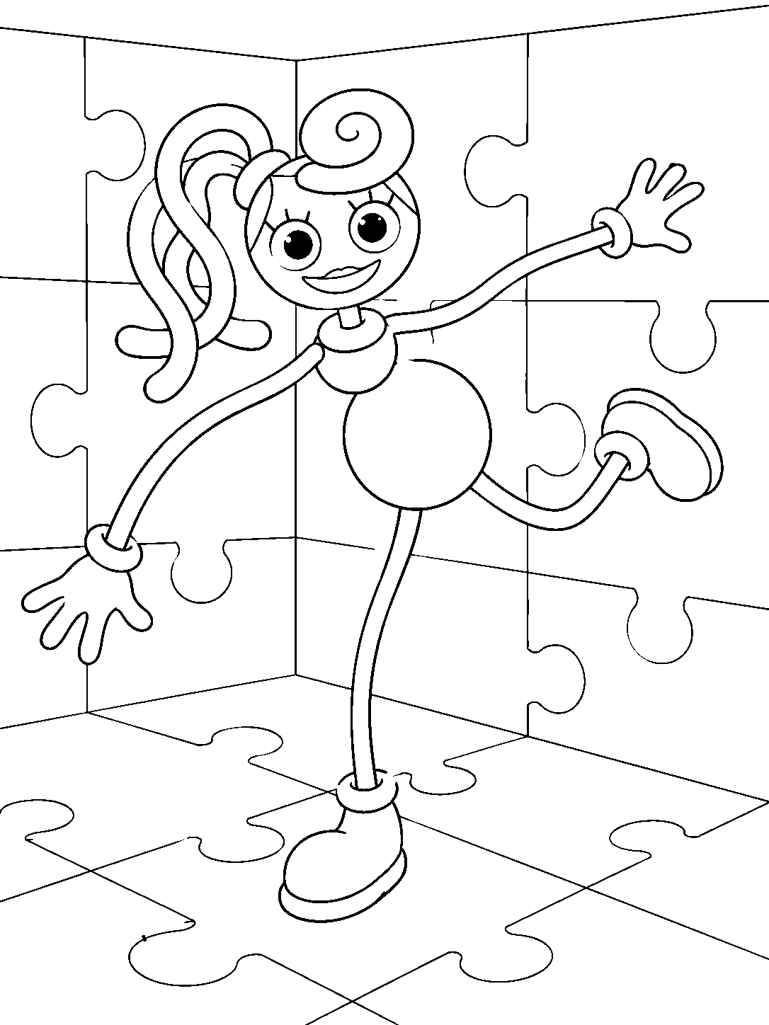 poppy playtime mommy long legs balancing in puzzle room line art