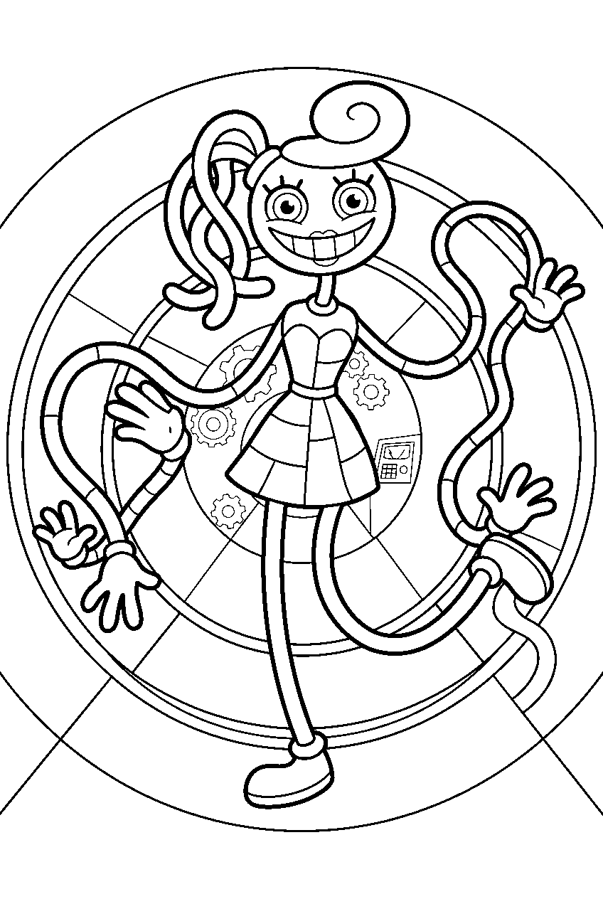 poppy playtime mommy long legs smiling in tunnel line art