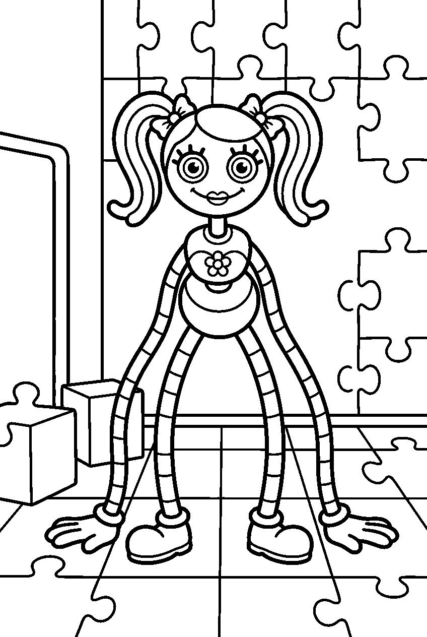 poppy playtime mommy long legs standing in puzzle room line art