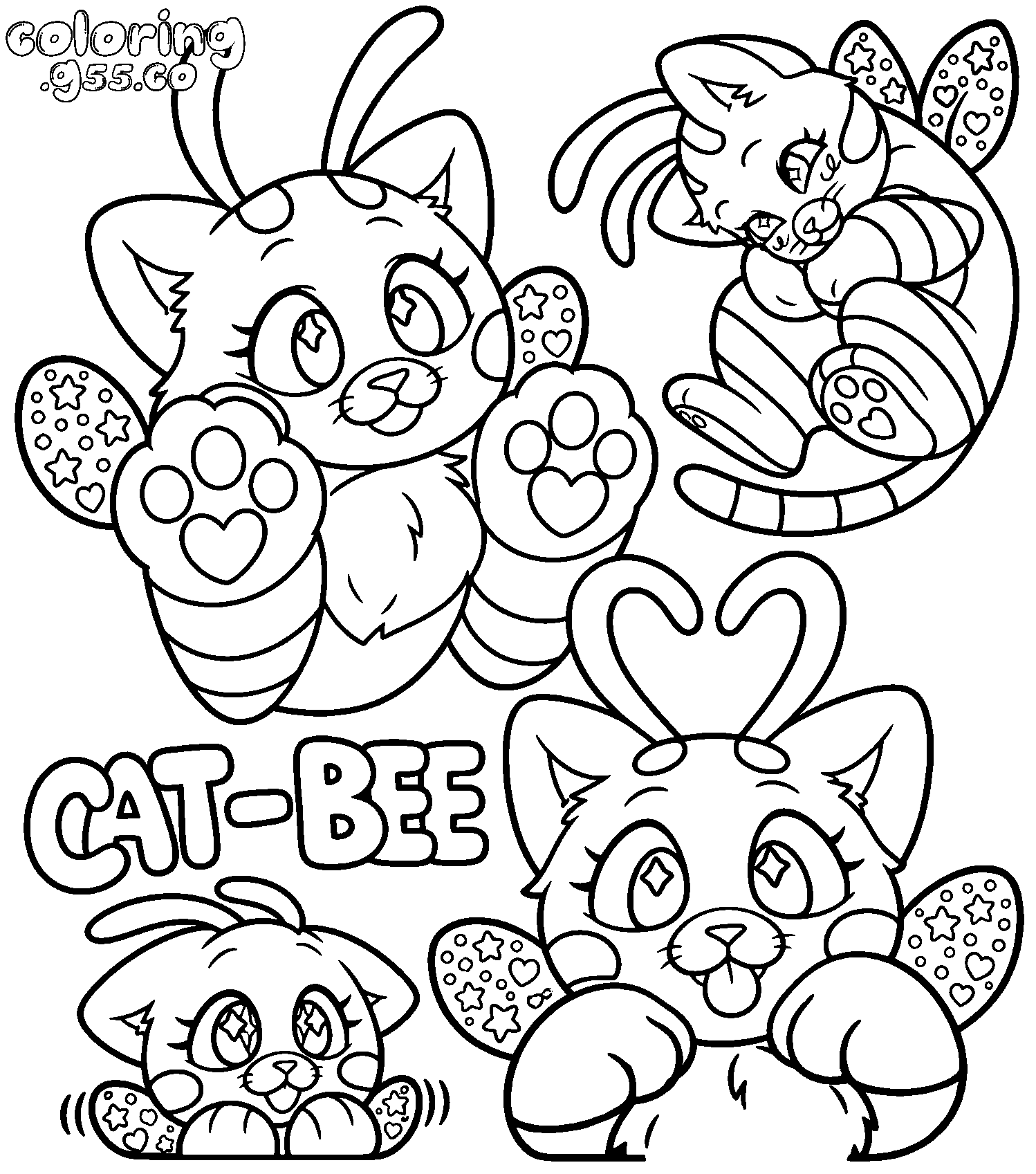 cute cat bee poppy playtime line art