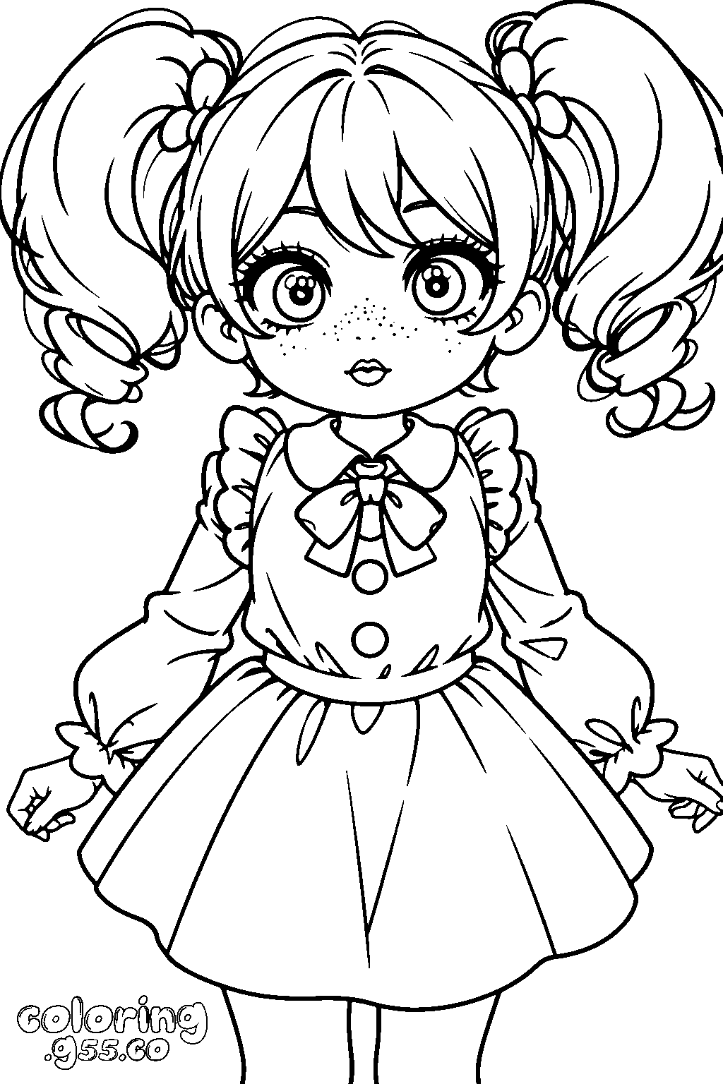 cute doll poppy playtime line art