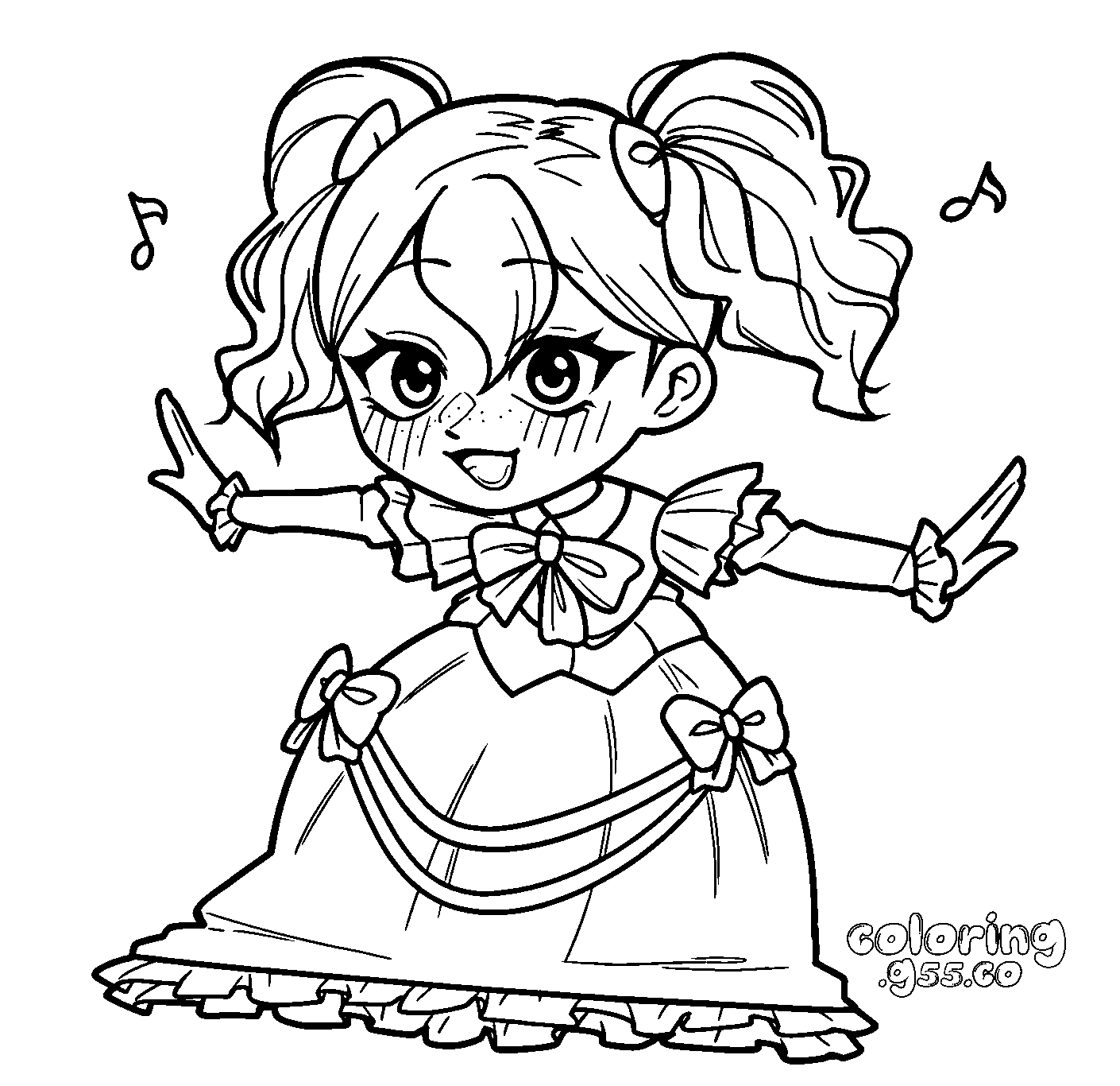 dancing poppy playtime chibi line art