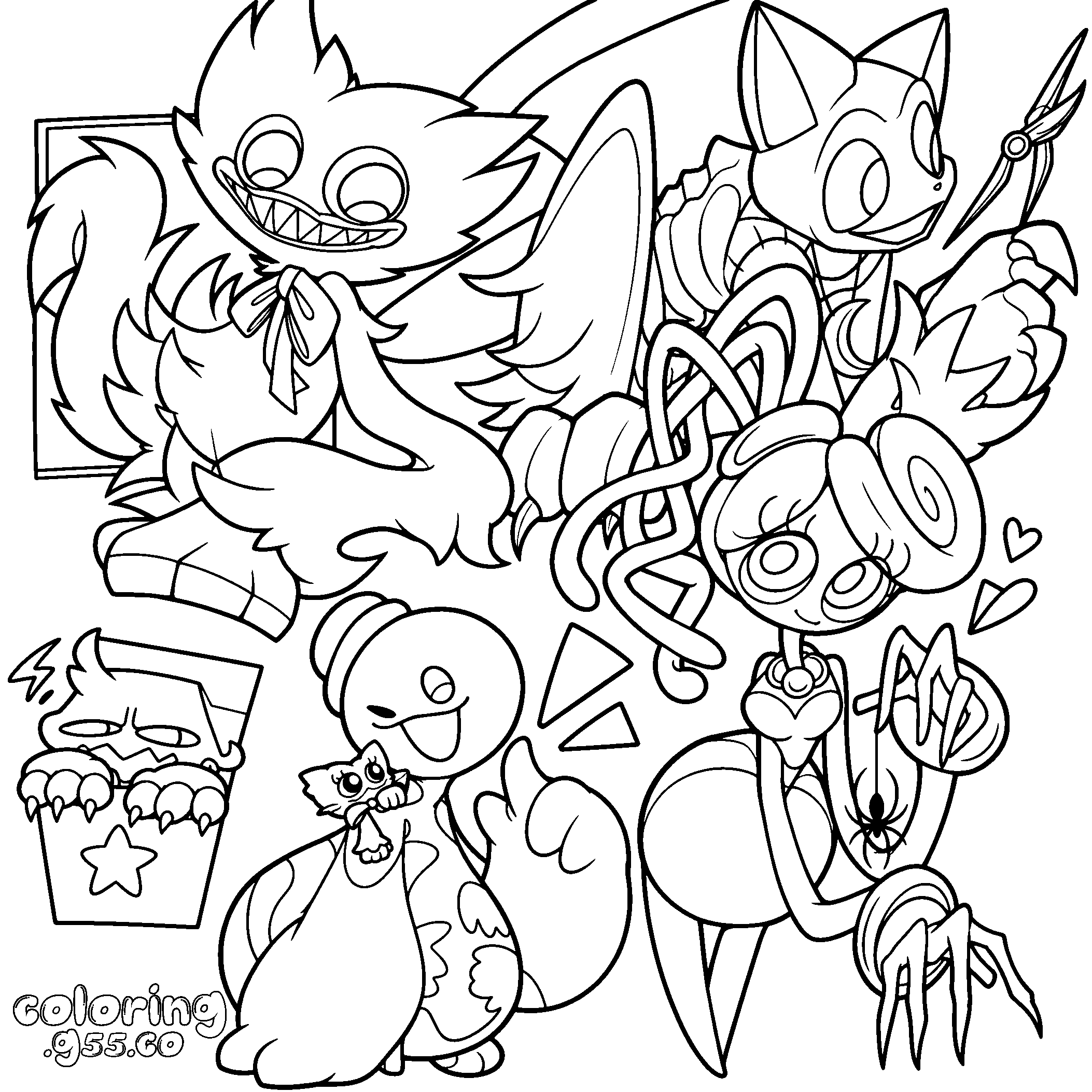 poppy playtime group line art