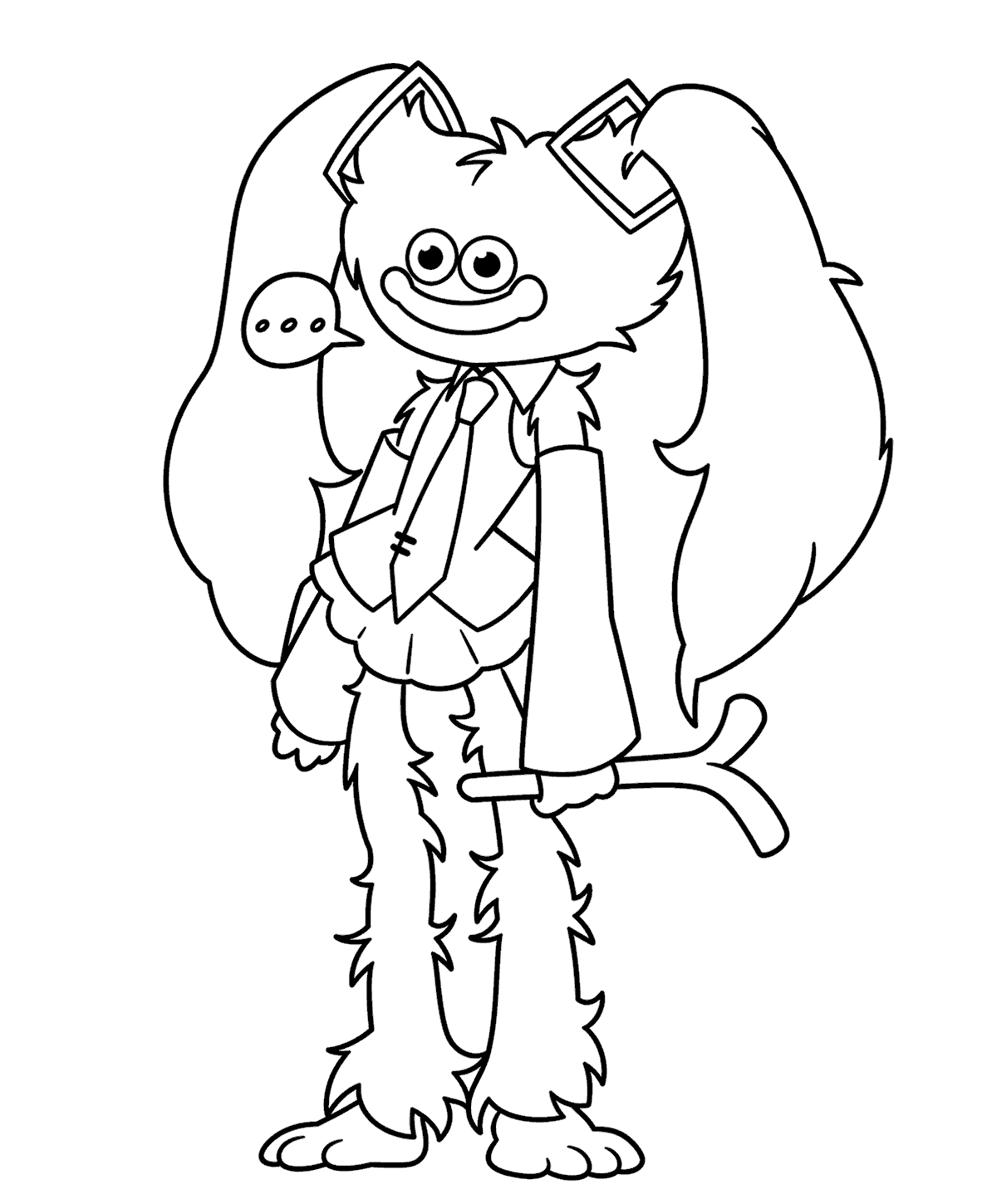 furry huggy hatsune miku crossover poppy playtime line art