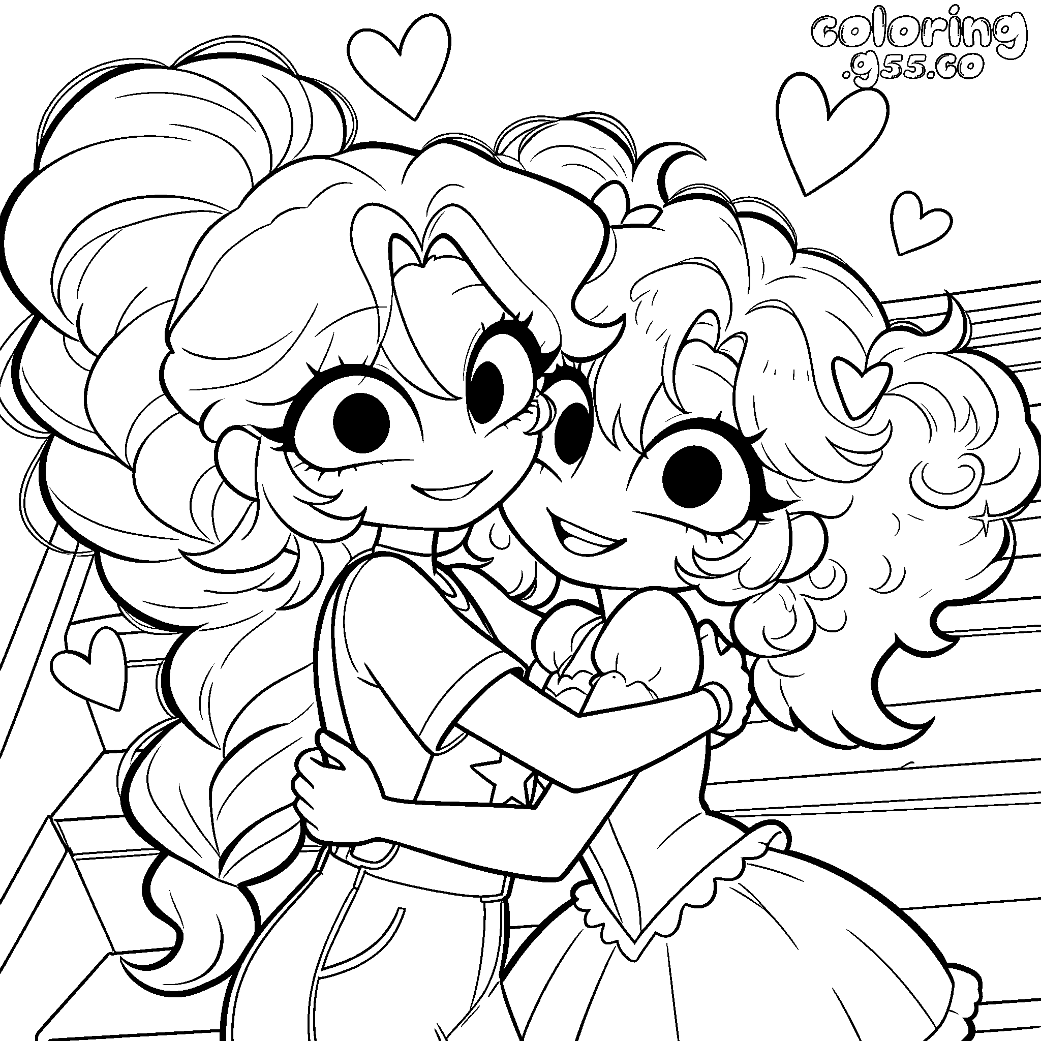 lily lovebraids and poppy hug line art