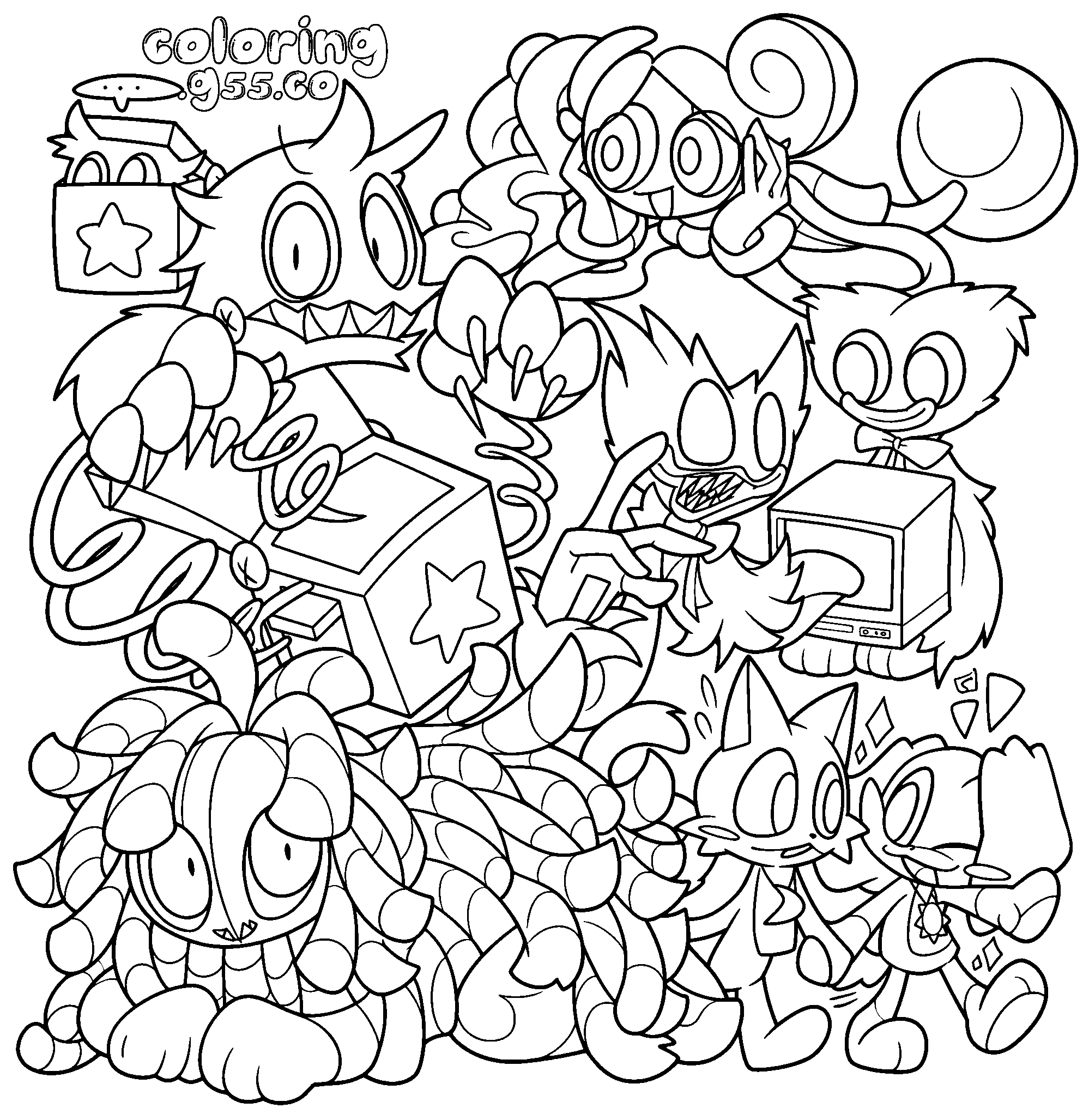 poppy playtime characters cute line art