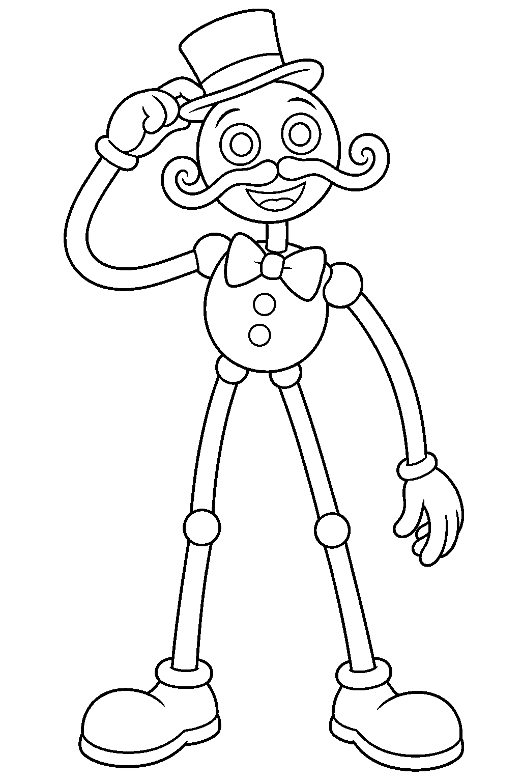 poppy playtime daddy long legs adjusting his top hat line art