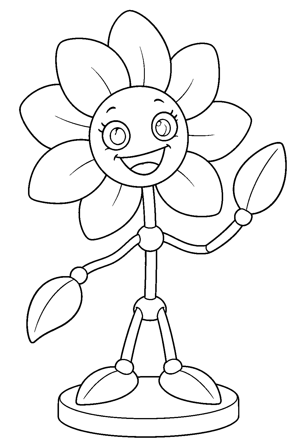 poppy playtime daisy flower toy waving her leafy hands line art