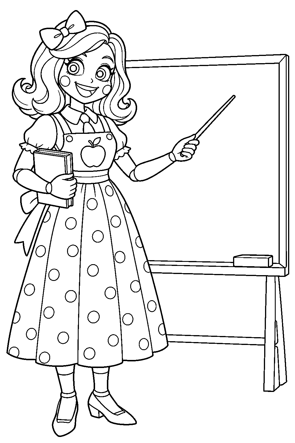 poppy playtime miss delight teaching beside the school chalkboard line art