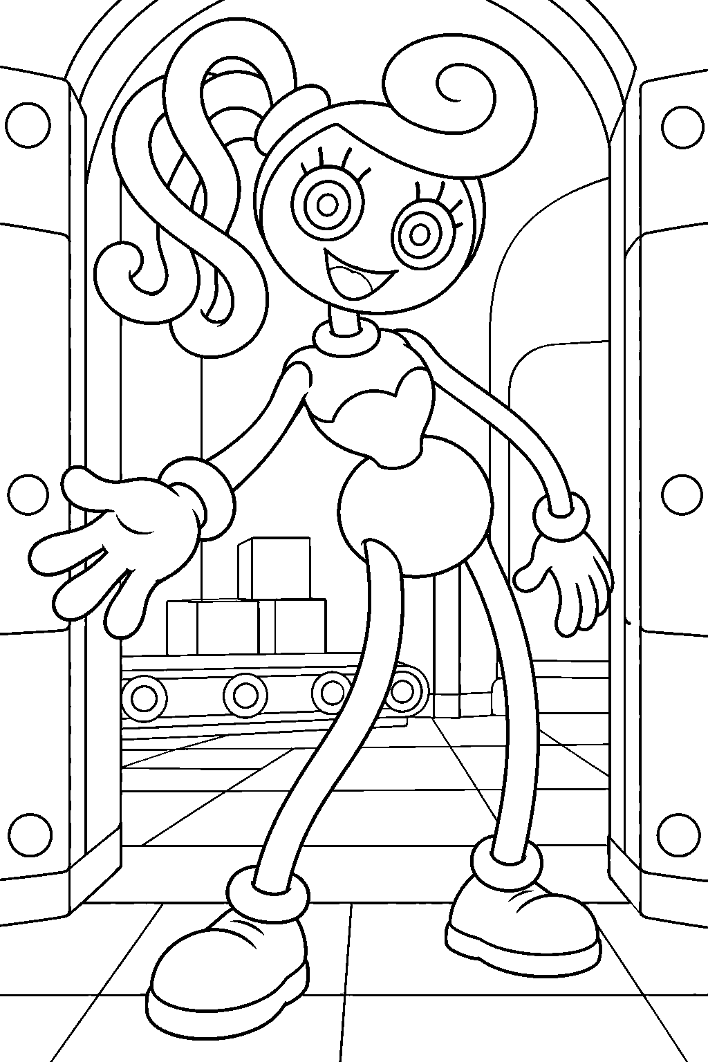 poppy playtime mommy long legs welcoming visitors to the game station line art
