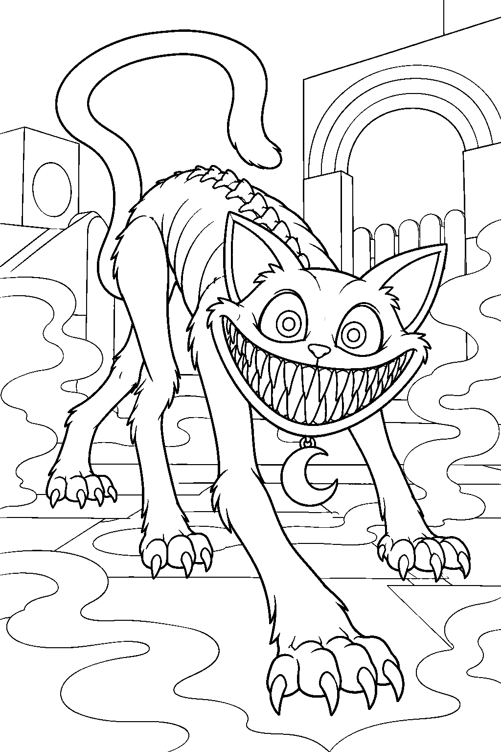 poppy playtime monster catnap prowling through the sleep gas in playcare line art
