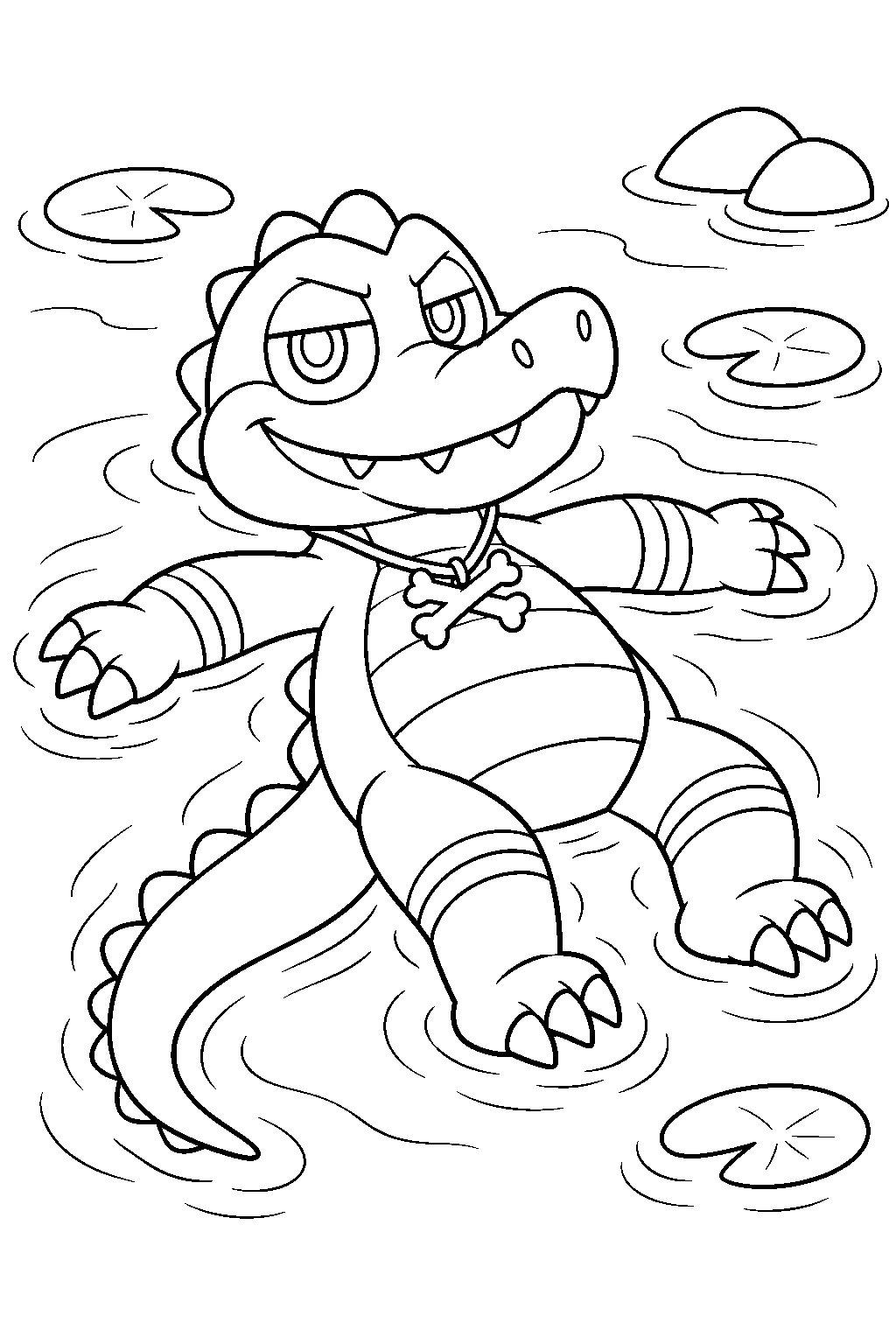 poppy playtime nightmare critters allister gator floating lazily in the water line art