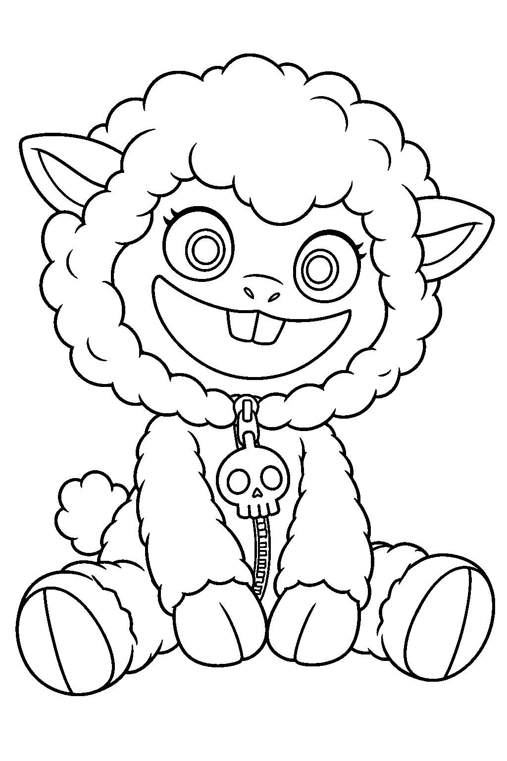 poppy playtime nightmare critters baba chops sitting with her skull pendant line art