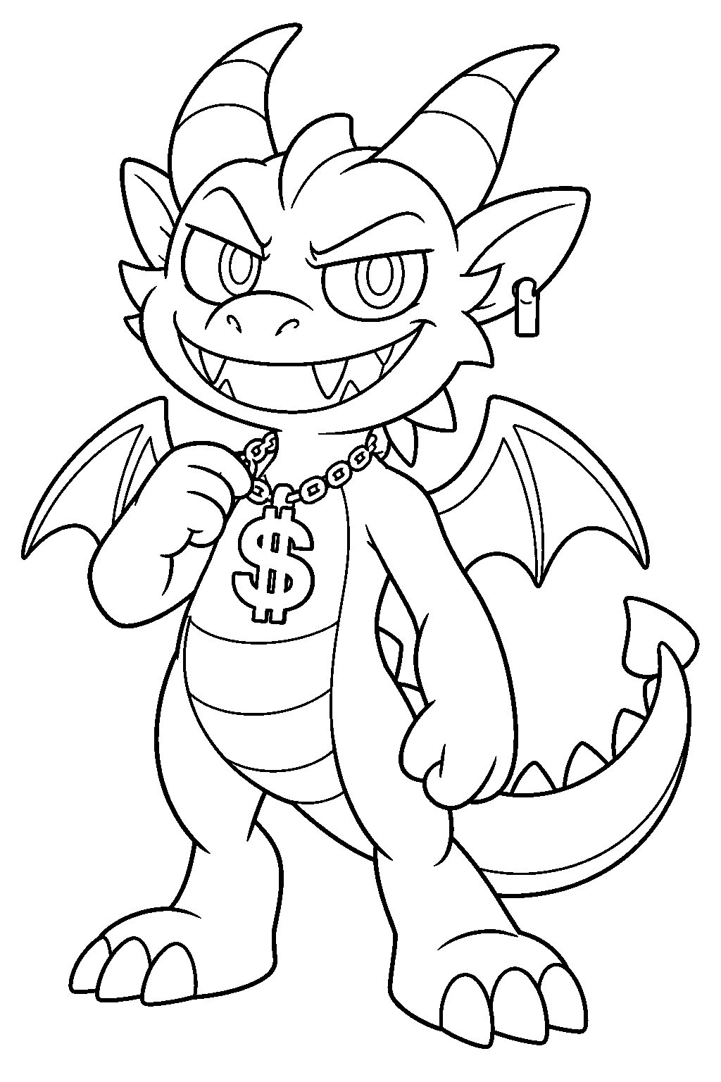 poppy playtime nightmare critters simon smoke showing off his dollar sign pendant line art
