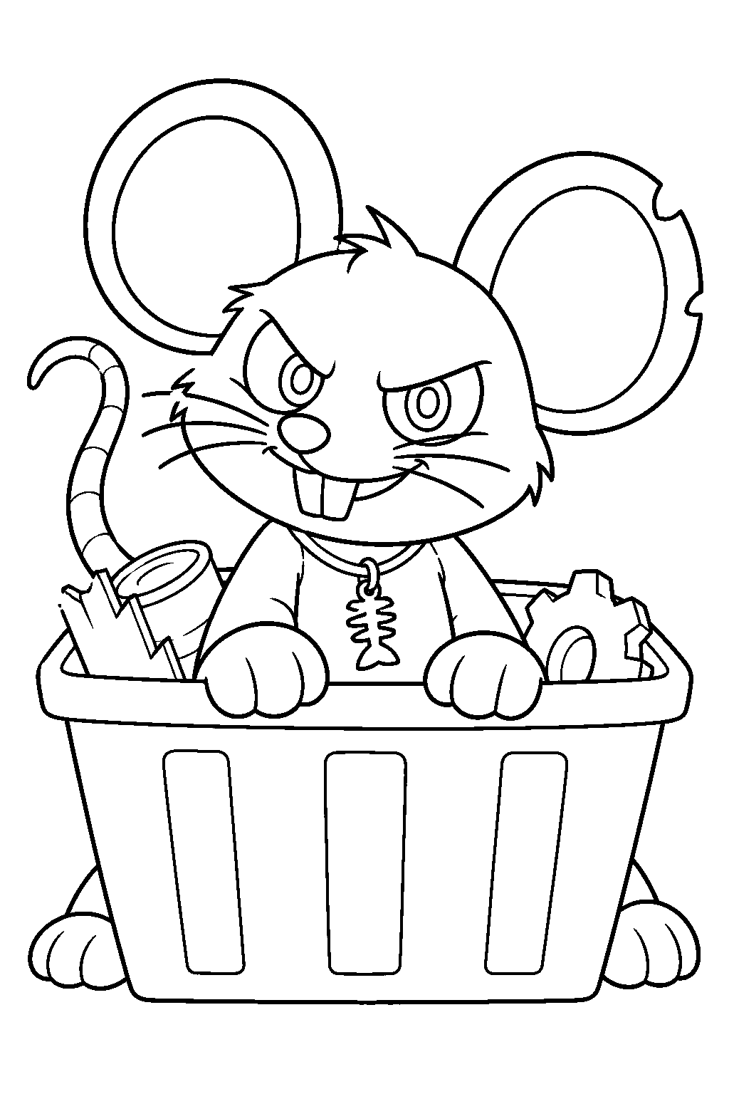 poppy playtime nightmare critters touille peeking out from a scrap bin line art