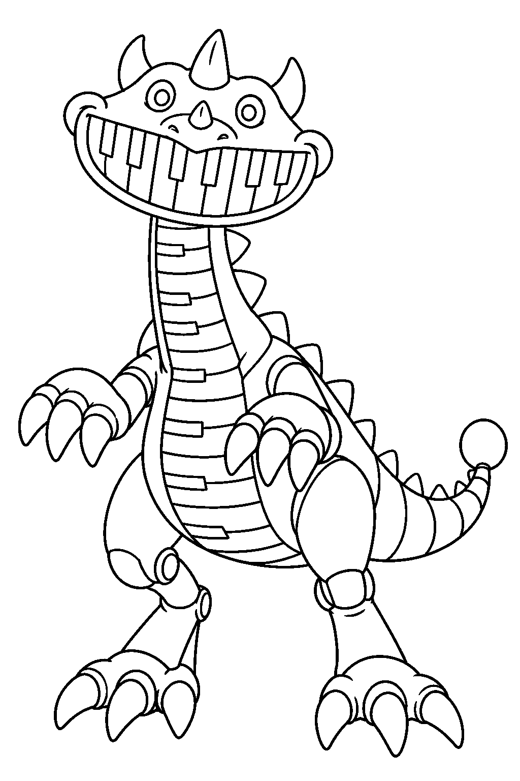 poppy playtime pianosaurus showing his piano key teeth line art