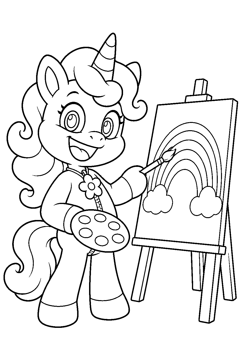 poppy playtime smiling critters craftycorn painting a rainbow on an easel line art