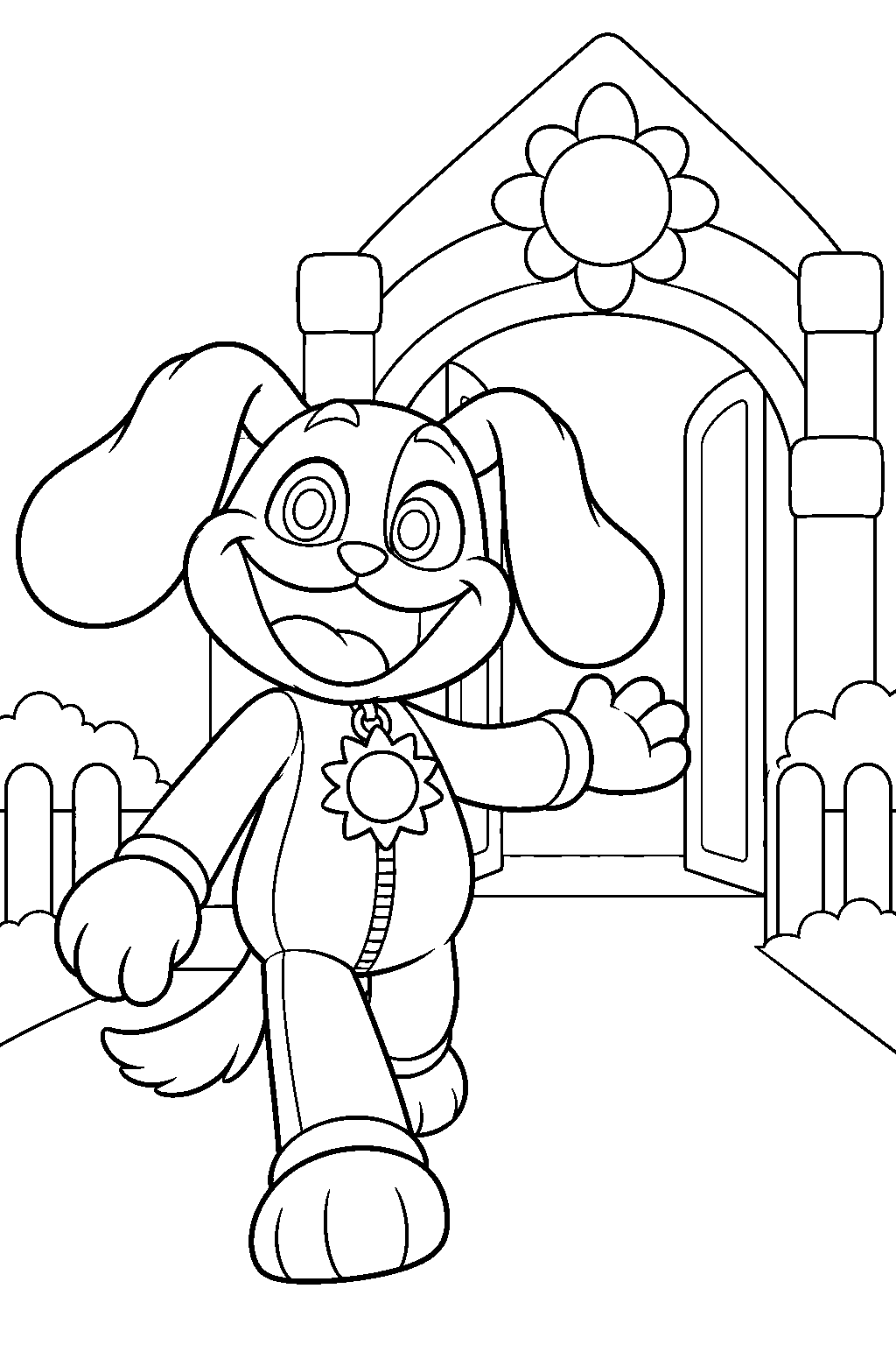 poppy playtime smiling critters dogday leading the way into playcare line art