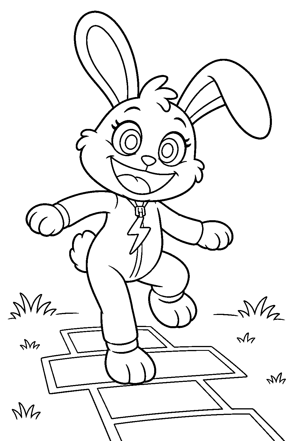 poppy playtime smiling critters hoppy hopscotch hopping across hopscotch squares line art