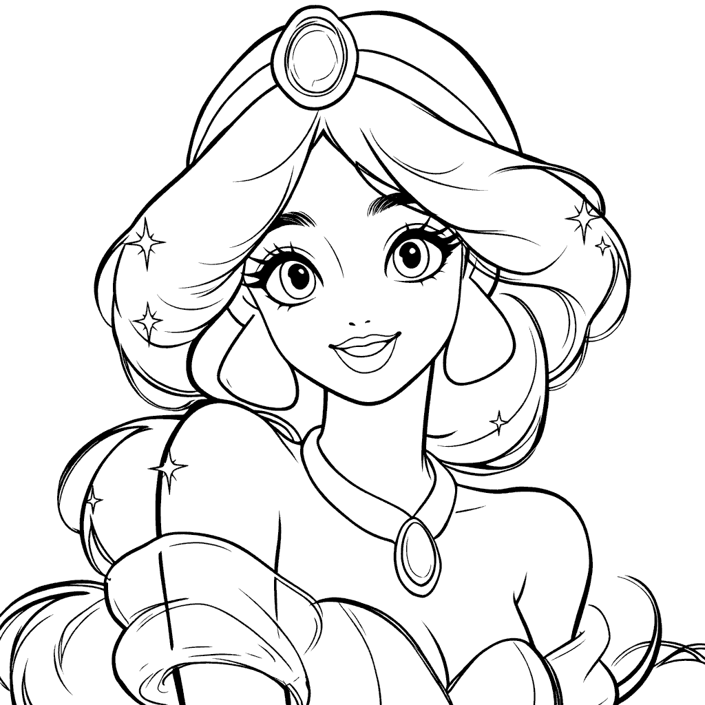anime style princess jasmine disney line art
