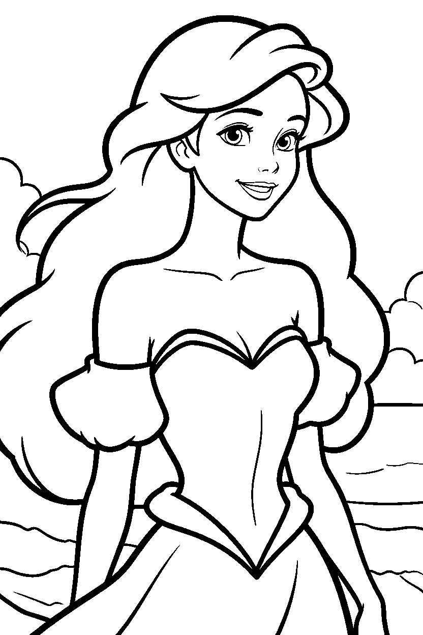 ariel beach shoreline line art