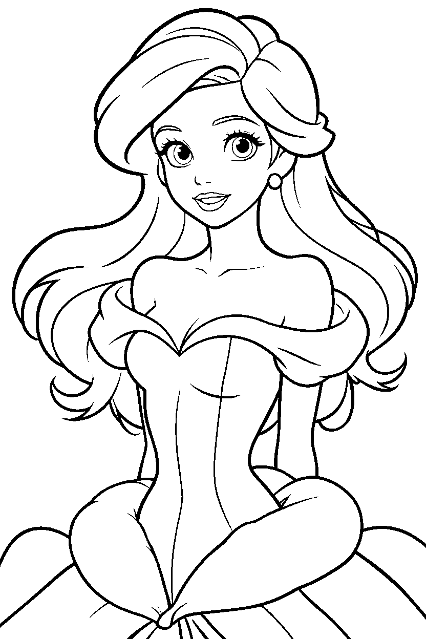 ariel elegant off shoulder gown line art