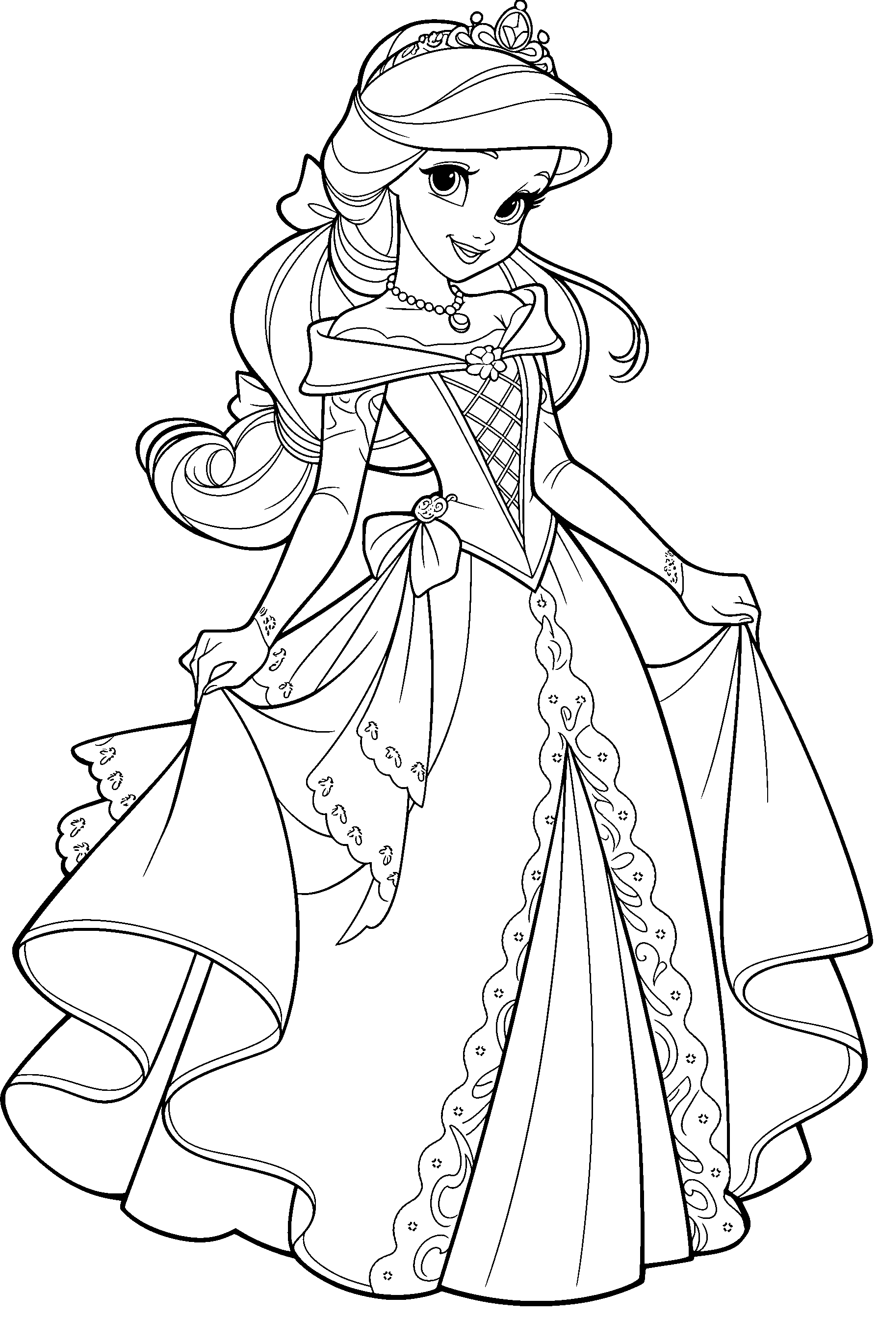 ariel royal layered ballgown line art