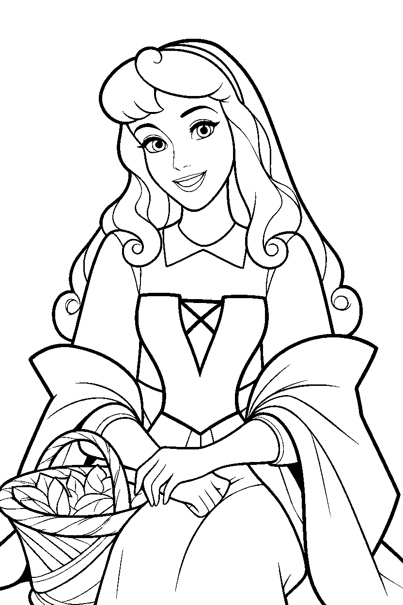 aurora briar rose basket line art