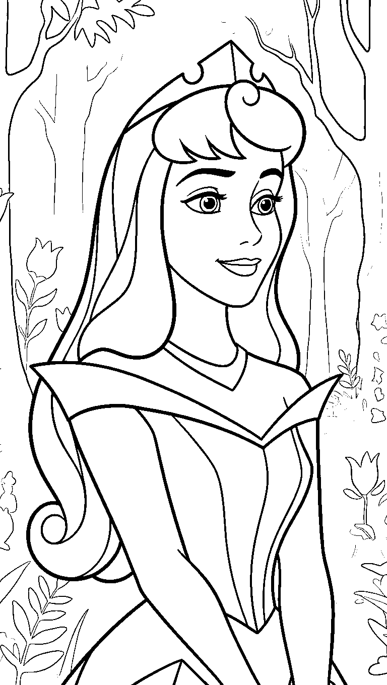 aurora serene forest garden line art