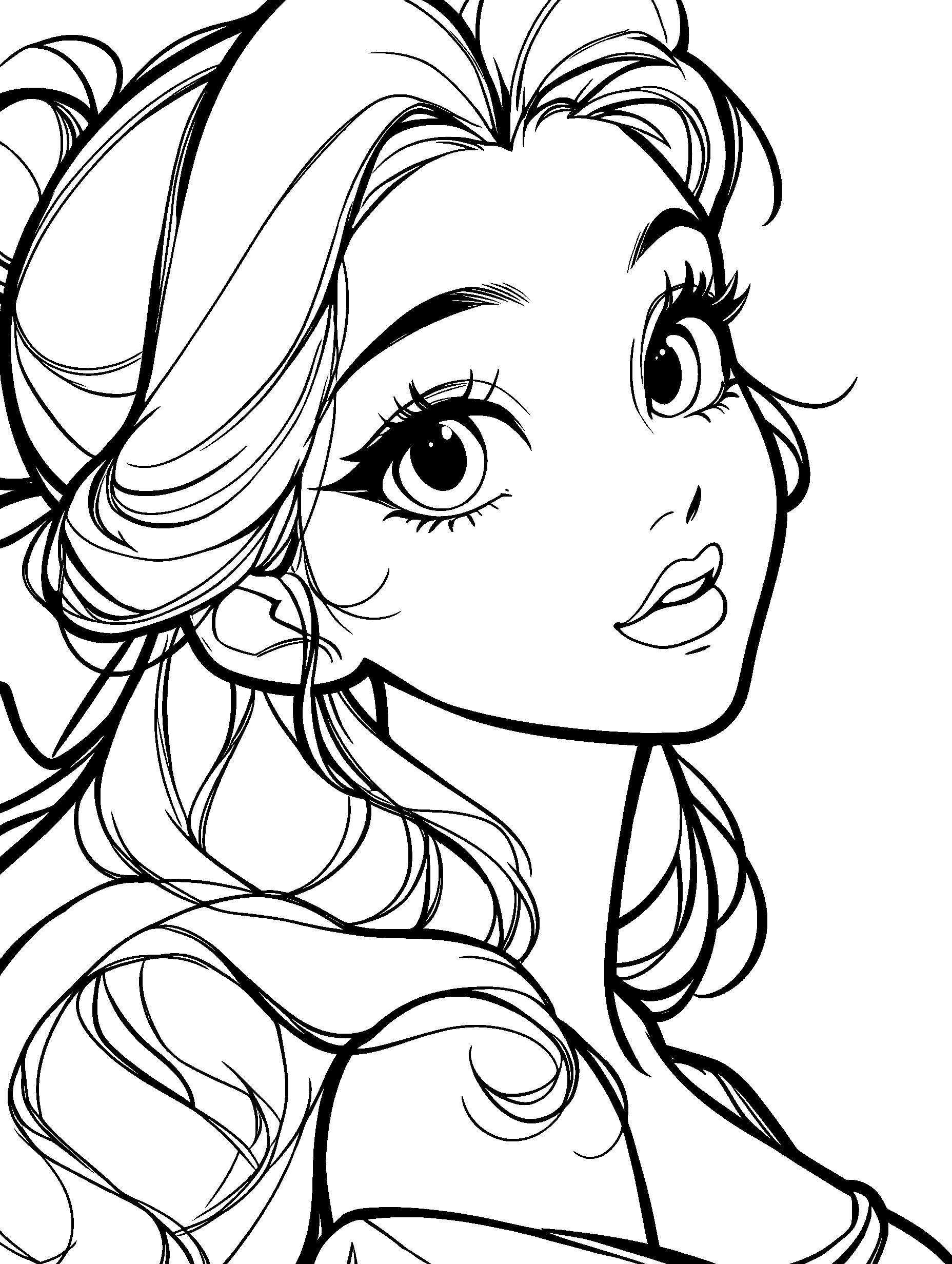beautiful princess belle disney line art for kids