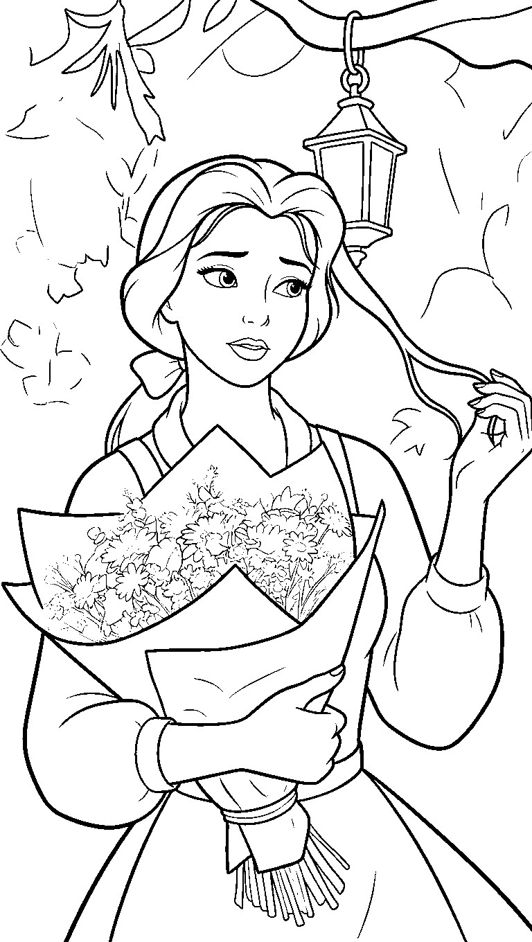 belle autumn flower bouquet line art
